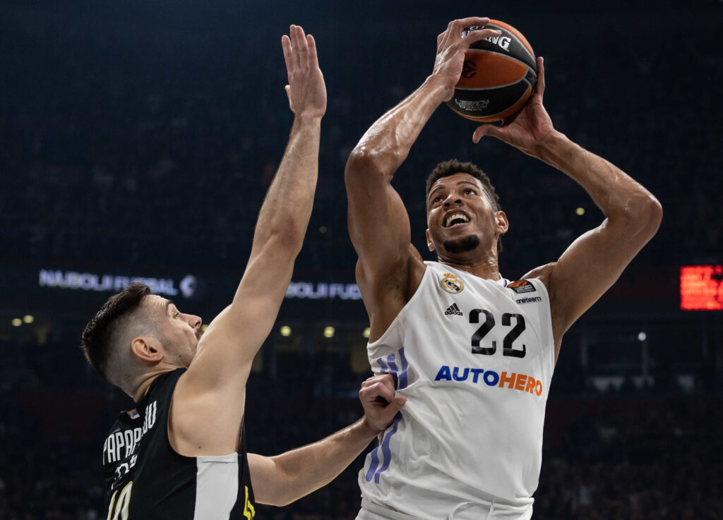 during the 2022/2023 Turkish Airlines EuroLeague Play Offs Game 4 match match between Partizan Mozzart Bet Belgrade v Real Madrid - 2022/2023 Turkish Airlines EuroLeague on May 02, 2023 in Belgrade, Serbia. (Photo by Srdjan Stevanovic/Starsport.rs ©)