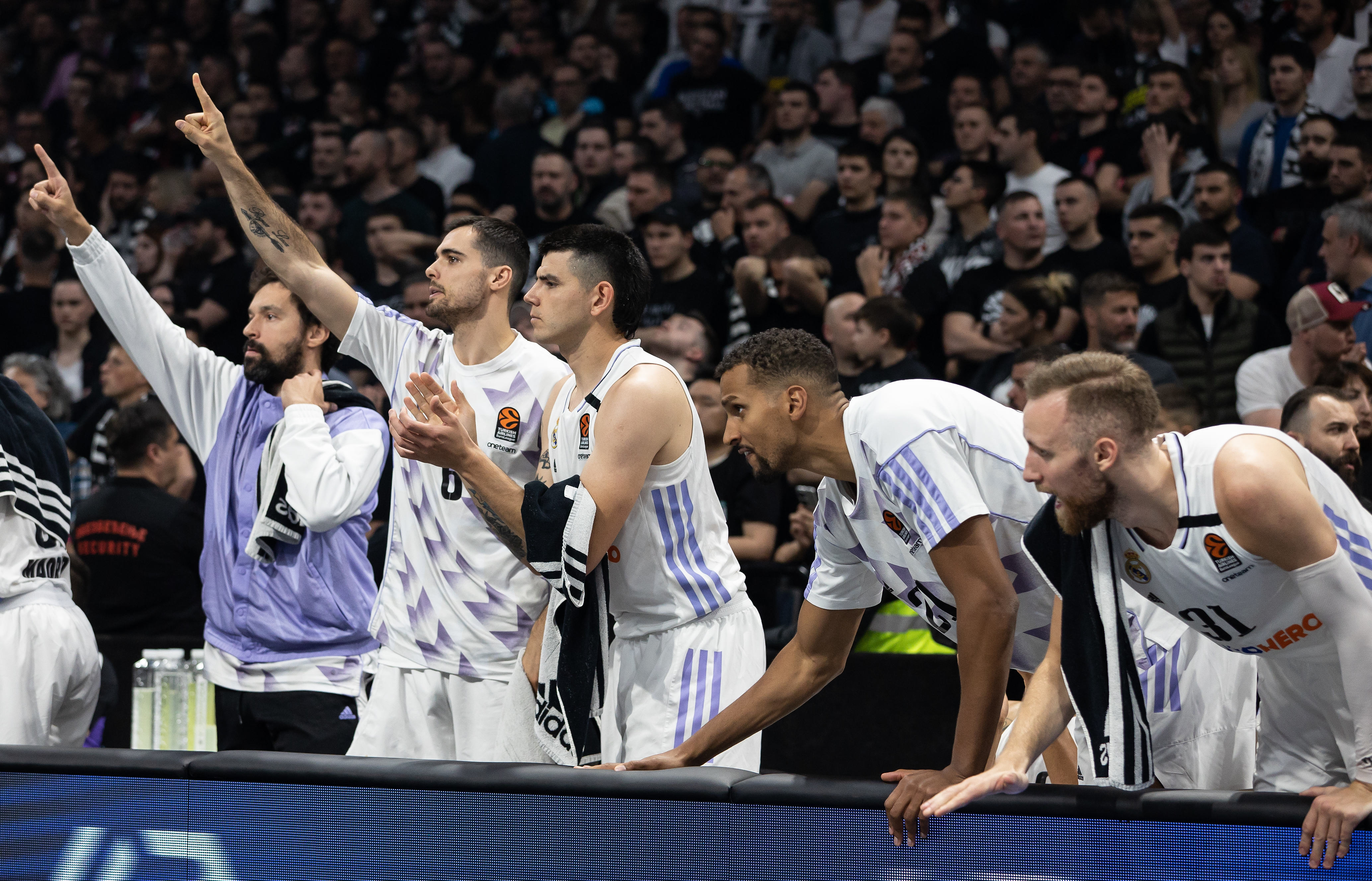 during the 2022/2023 Turkish Airlines EuroLeague Play Offs Game 4 match match between Partizan Mozzart Bet Belgrade v Real Madrid - 2022/2023 Turkish Airlines EuroLeague on May 04, 2023 in Belgrade, Serbia. (Photo by Srdjan Stevanovic/Starsport.rs ©)