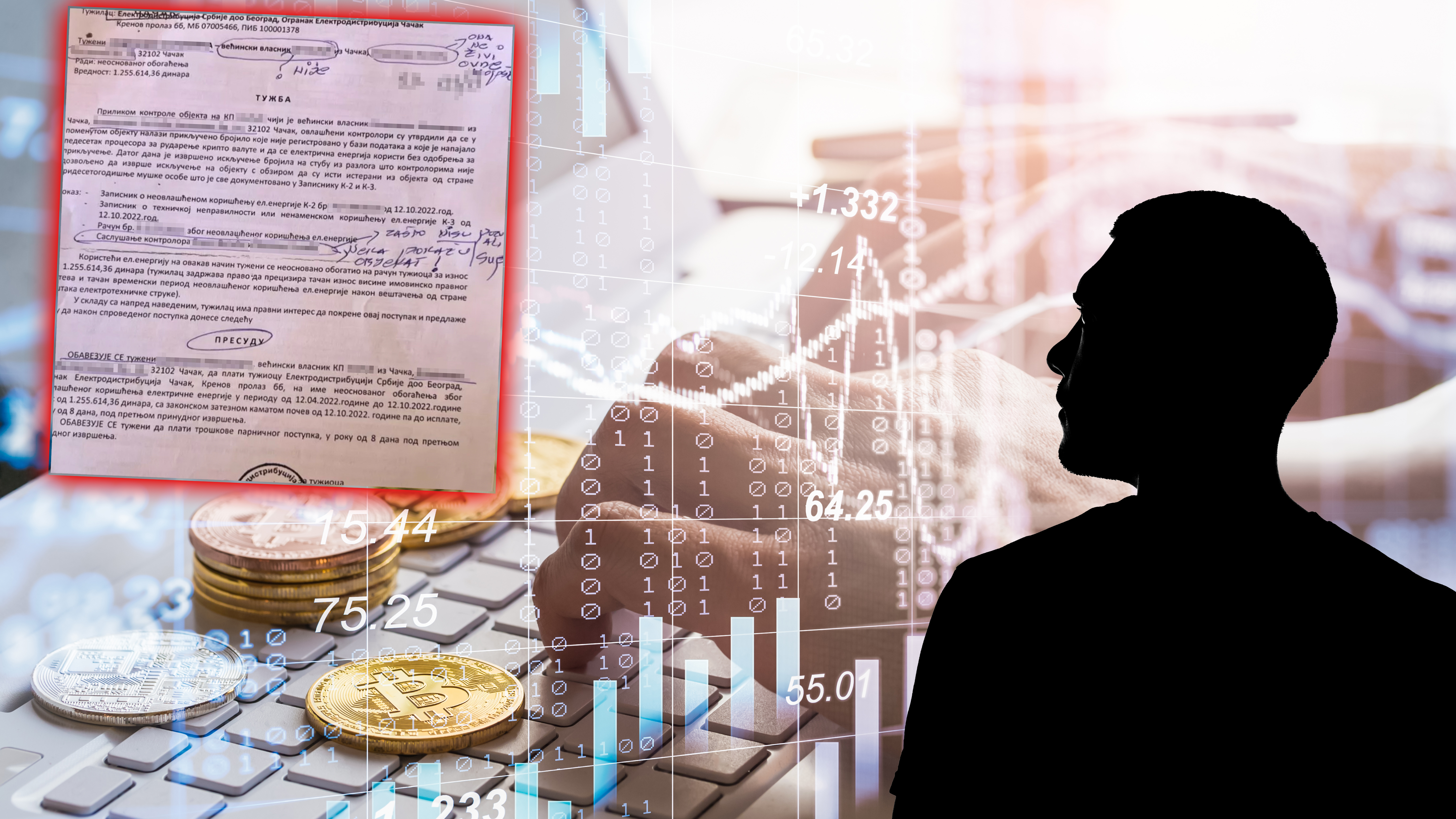 Modern way of exchange. Bitcoin is convenient payment in global economy market. Virtual digital currency and financial investment trade concept. Abstract cryptocurrency with gold bitcoin background. Momak rudario kriptovalute, tužba stigla bolesnoj ženi