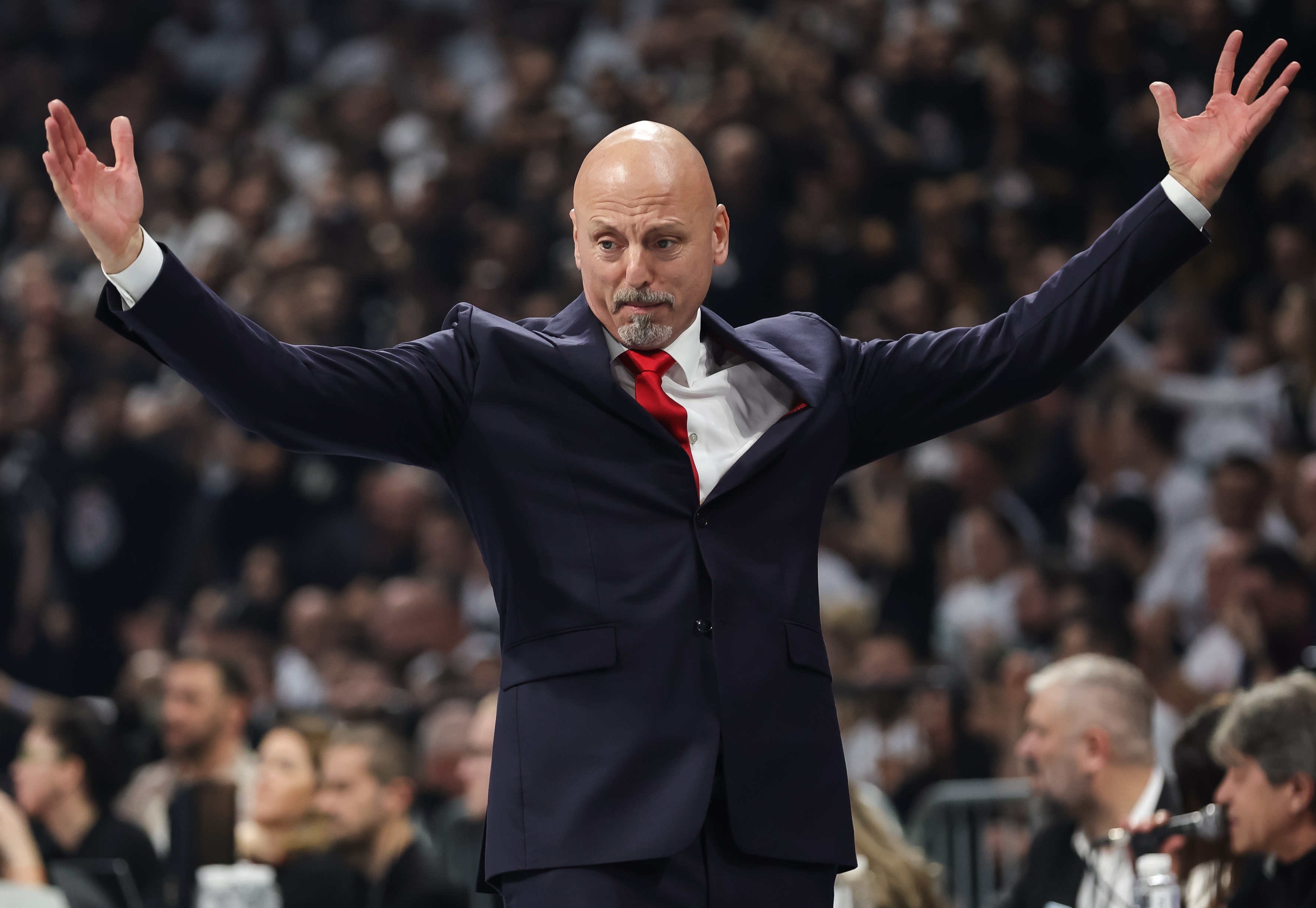 Head coach Sasa Obradovic during the Turkish Airlines EuroLeague match between Partizan Mozzart Bet Belgrade and AS Monaco at Stark Arena on January 05, 2023 in Belgrade, Serbia. (Photo by Srdjan Stevanovic/Starsport.rs ©)