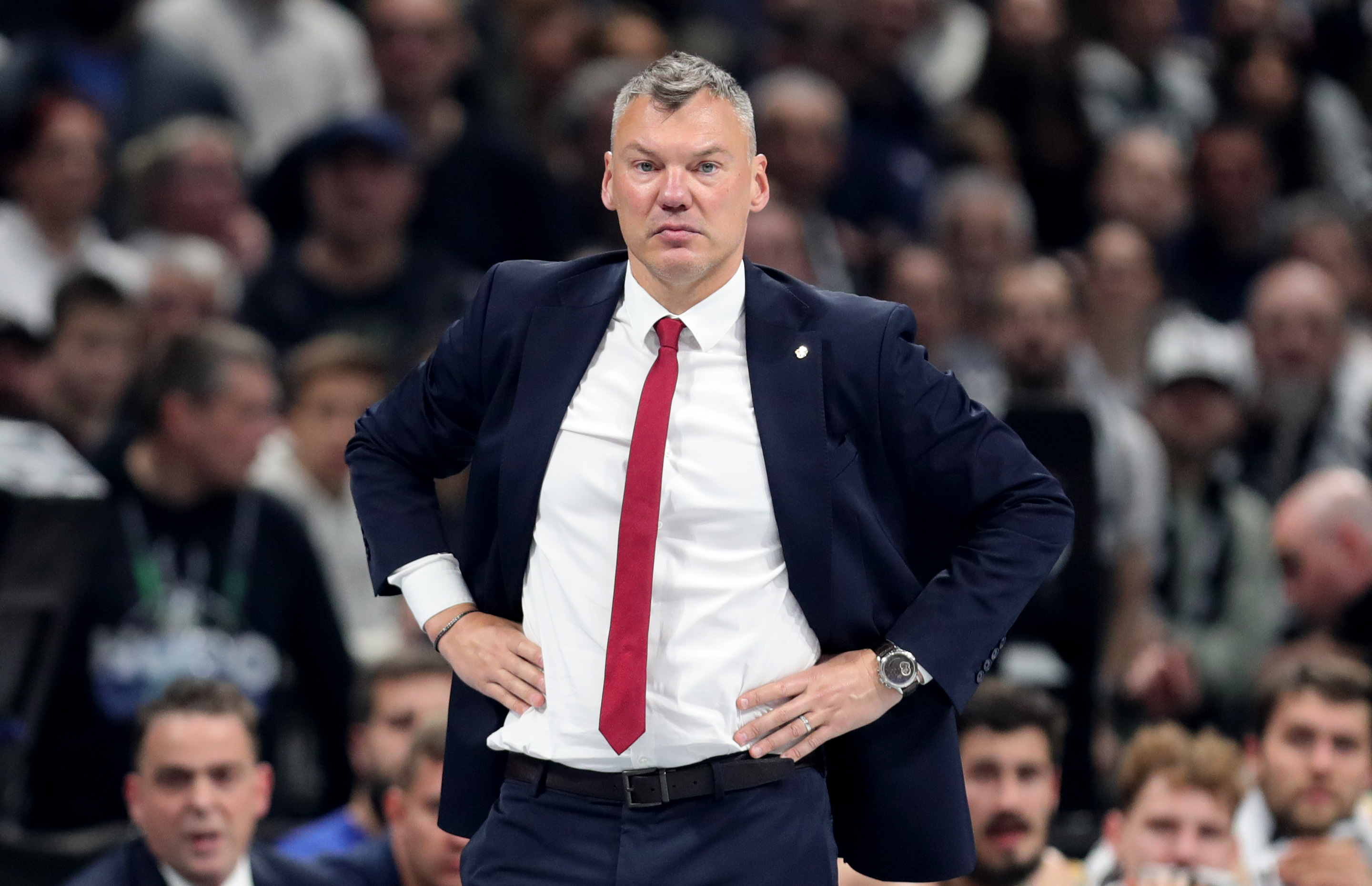 Barcelona's head coach Sarunas Jasikevicius gestures during round 31 Euroleague basketball match between Partizan and Barcelona in Belgrade, Serbia, on March 28, 2023.
Photo: © 2023 Pedja Milosavljevic / STARSPORT