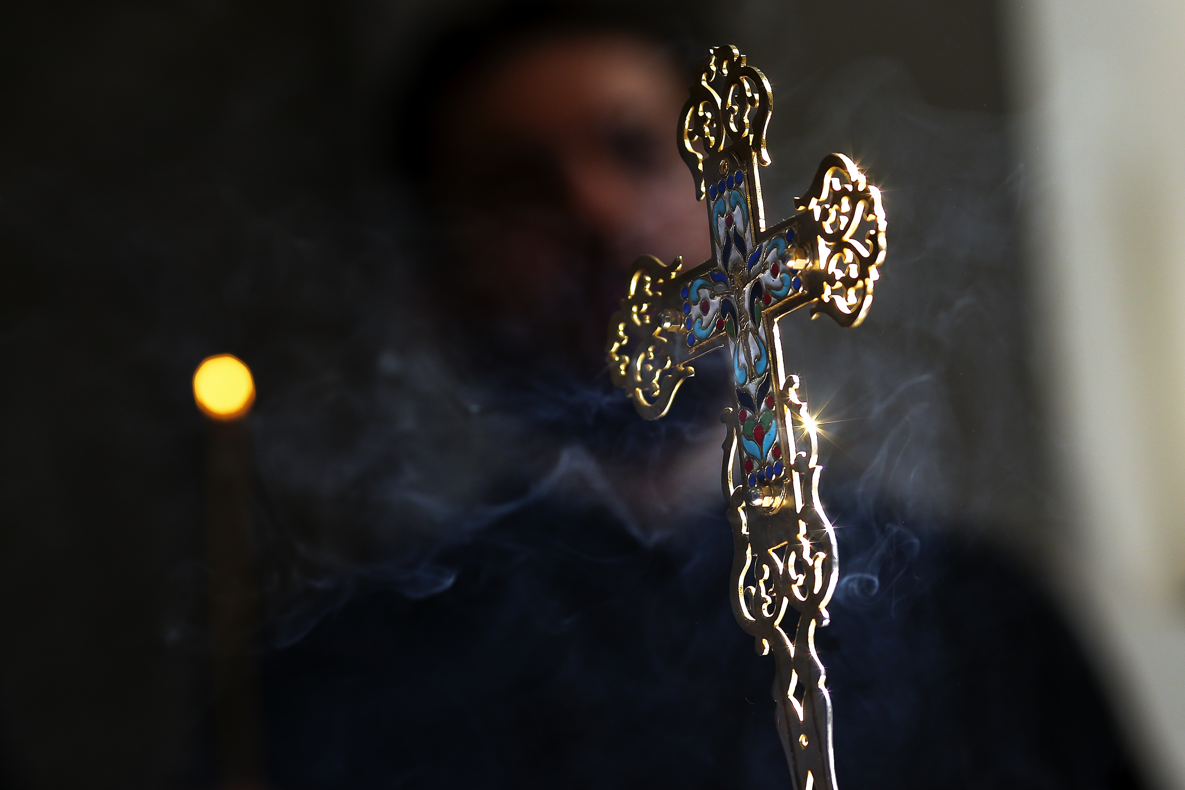 Faithful attend an Orthodox Easter mass in Kosovo