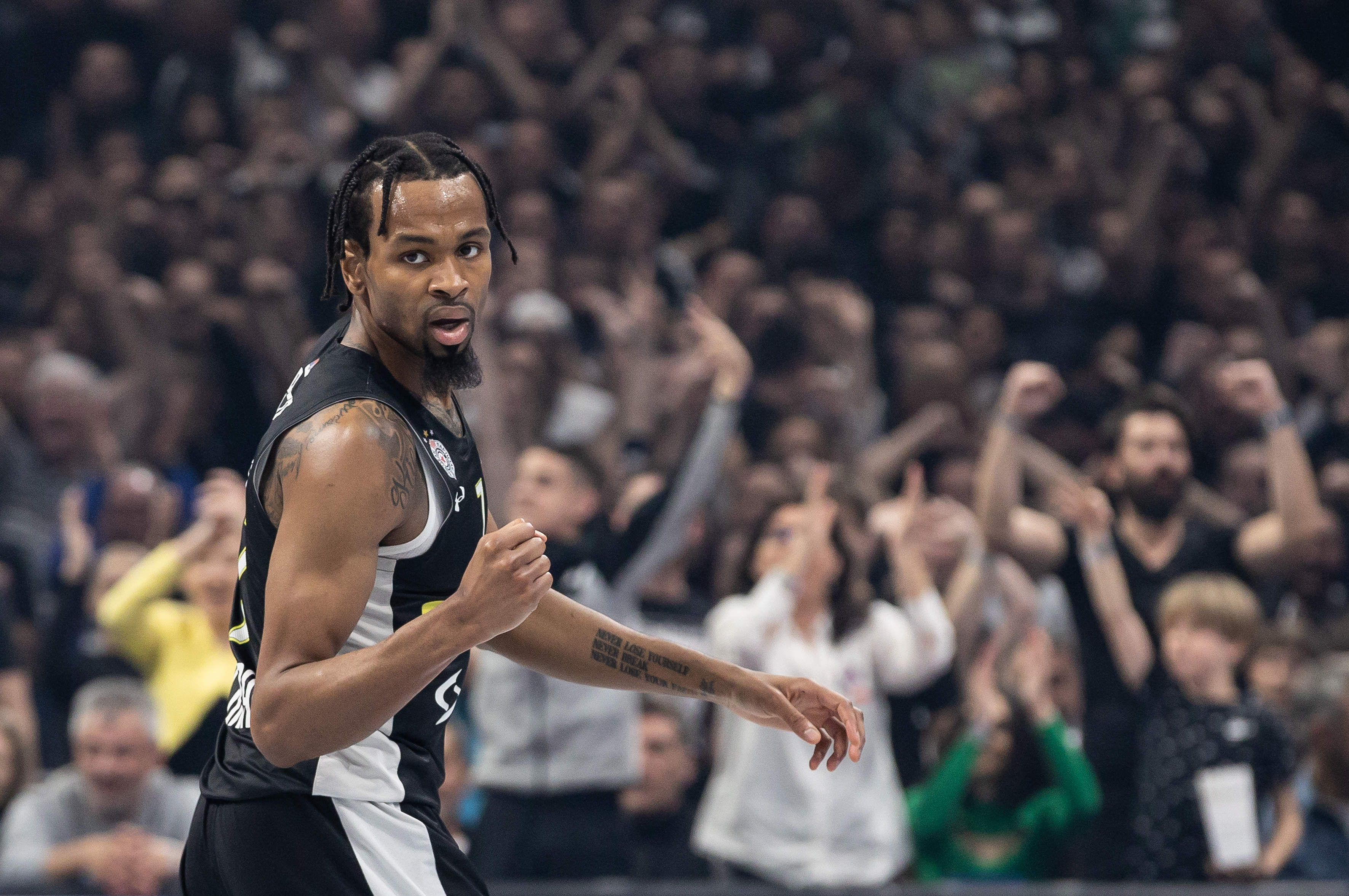 during the 2022/2023 Turkish Airlines EuroLeague Regular Season match between Partizan Mozzart Bet Belgrade v Panathinaikos Athens - 2022/2023 Turkish Airlines EuroLeague on April 14, 2023 in Belgrade, Serbia. (Photo by Srdjan Stevanovic/Starsport.rs ©)
