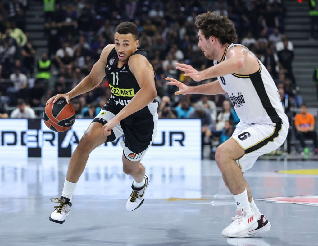 during the Turkish Airlines EuroLeague match between Partizan Mozzart Bet Belgrade and Virtus Segafredo Bologna at Stark Arena on October 20, 2022 in Belgrade, Serbia. (Photo by Srdjan Stevanovic/Starsport.rs ©)