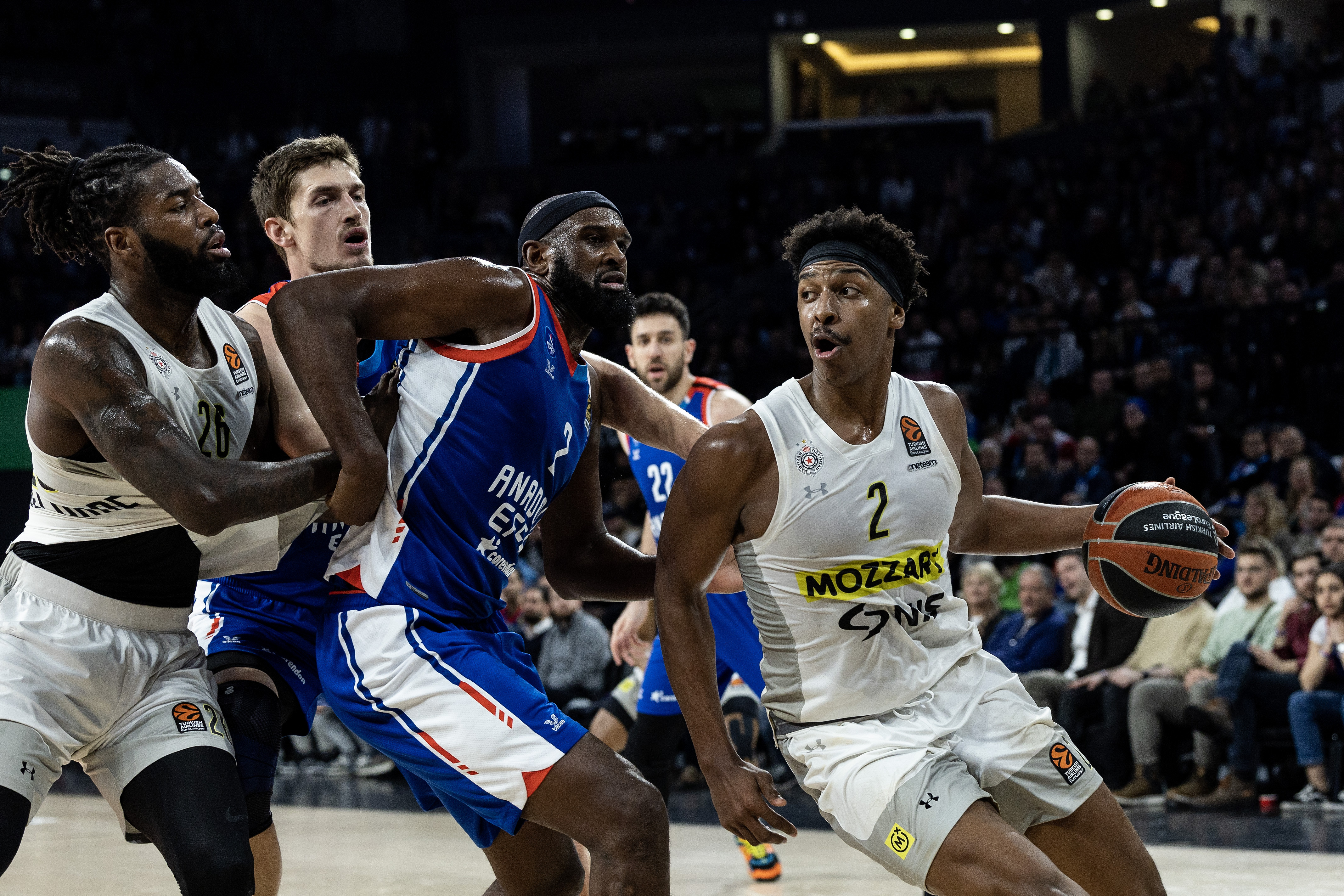 during the 2022/2023 Turkish Airlines EuroLeague Regular Season match between Anadolu Efes Istanbul v Partizan Mozzart Bet Belgrade at Sinan Erdem Sports Hall on March 16, 2023 in Istanbul, Turkey. (Photo by Starsport.rs ©)