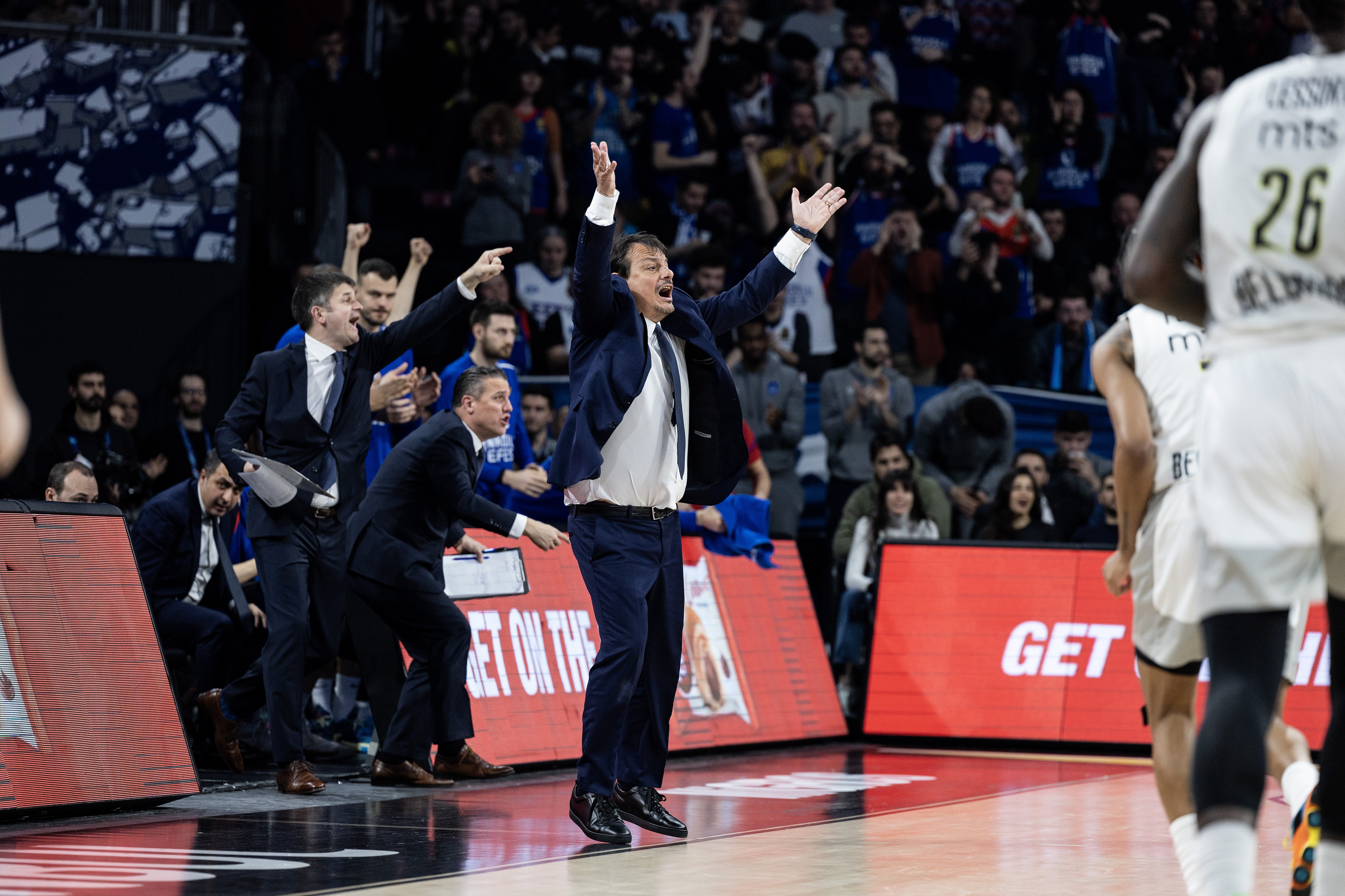 during the 2022/2023 Turkish Airlines EuroLeague Regular Season match between Anadolu Efes Istanbul v Partizan Mozzart Bet Belgrade at Sinan Erdem Sports Hall on March 16, 2023 in Istanbul, Turkey. (Photo by Starsport.rs ©)