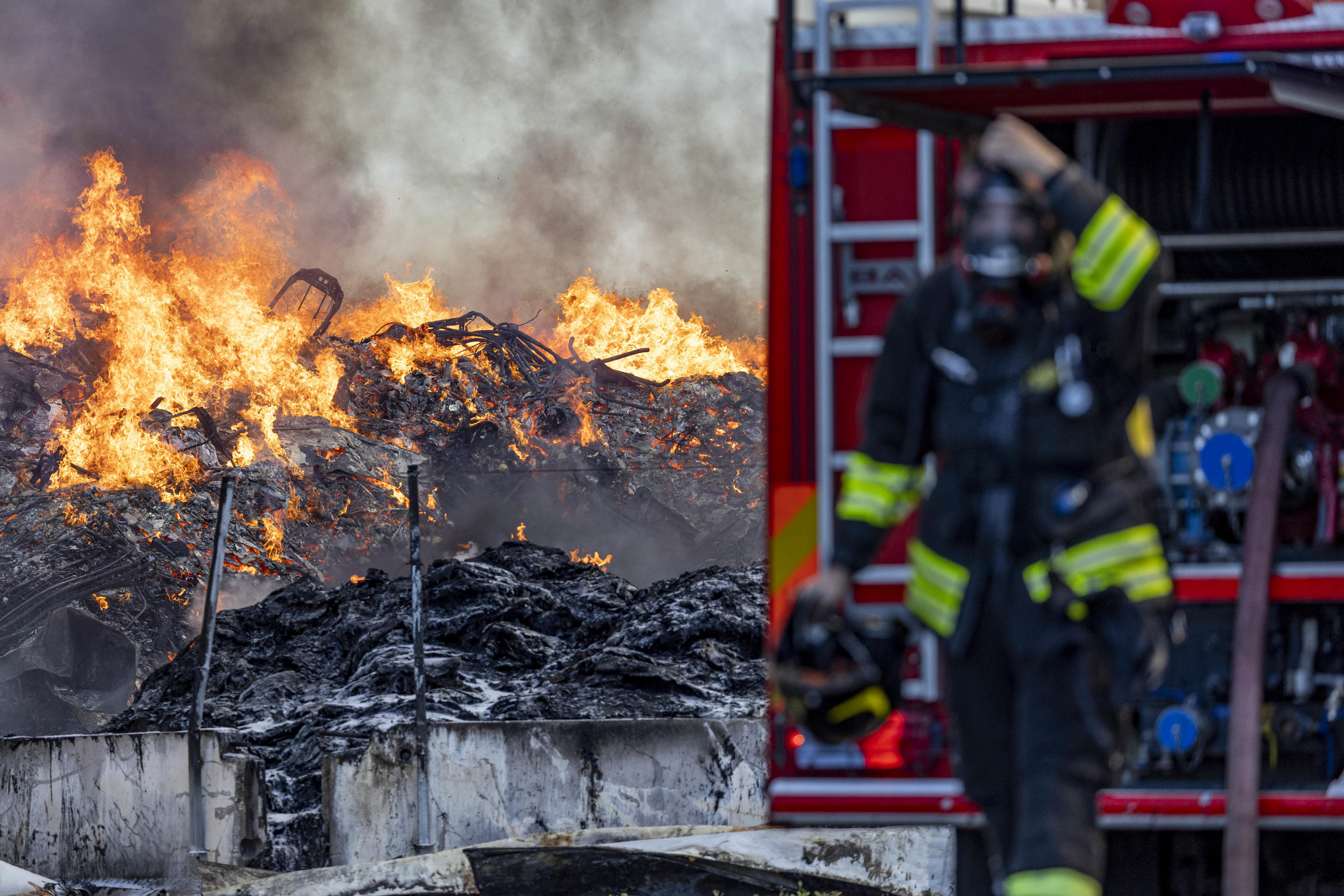 Fire at waste management site near Ciampino airport in Rome
