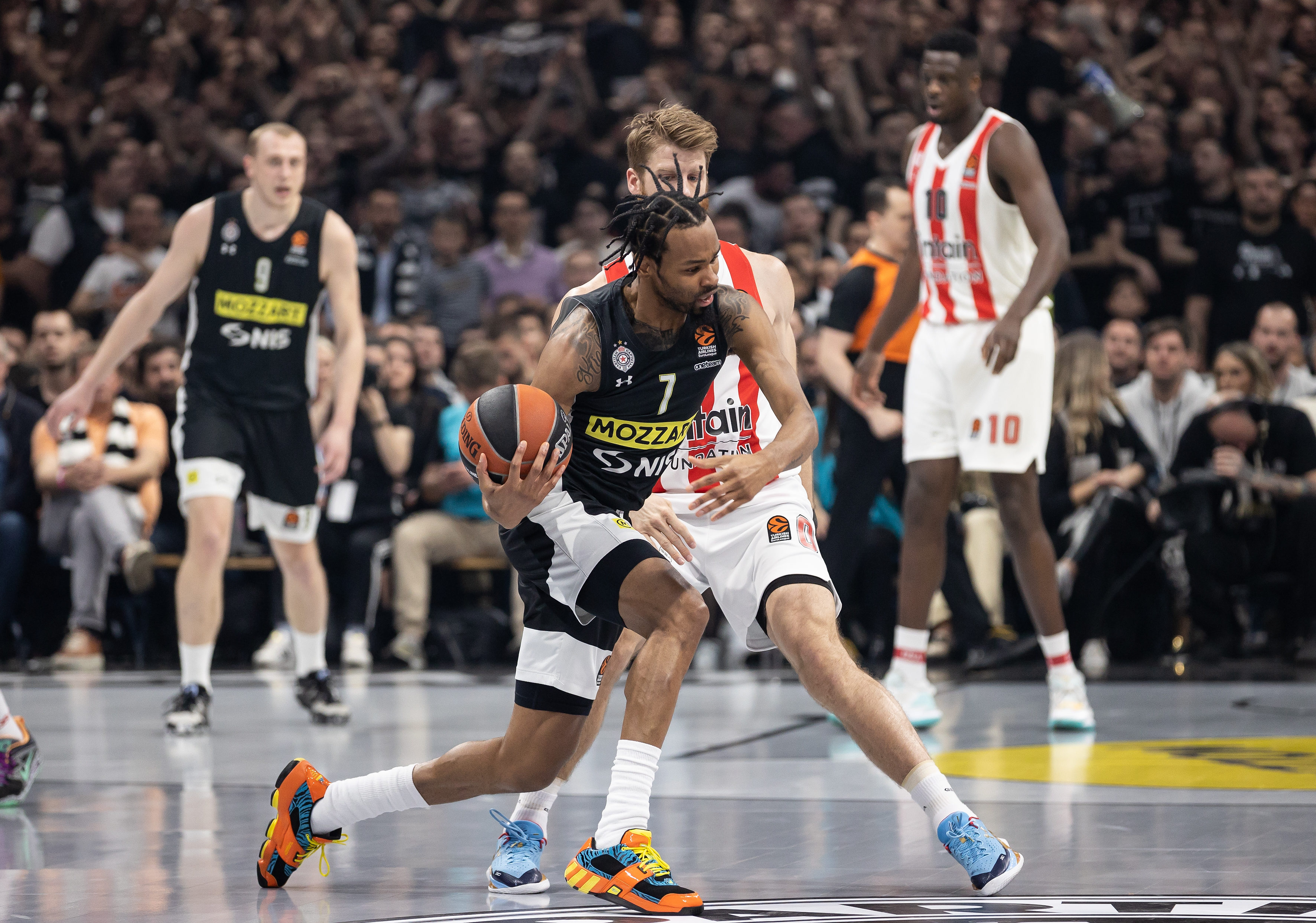 during the 2022/2023 Turkish Airlines EuroLeague Regular Season match between Partizan Mozzart Bet Belgrade and Olympiacos Pireus at Stark Arena on March 24, 2023 in Belgrade, Serbia. (Photo by Srdjan Stevanovic/Starsport.rs ©)