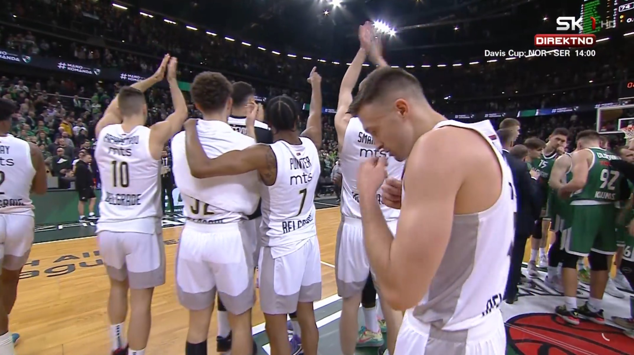Partizan, Žalgiris, košarka Foto: Printscreen/Sport Klub 1