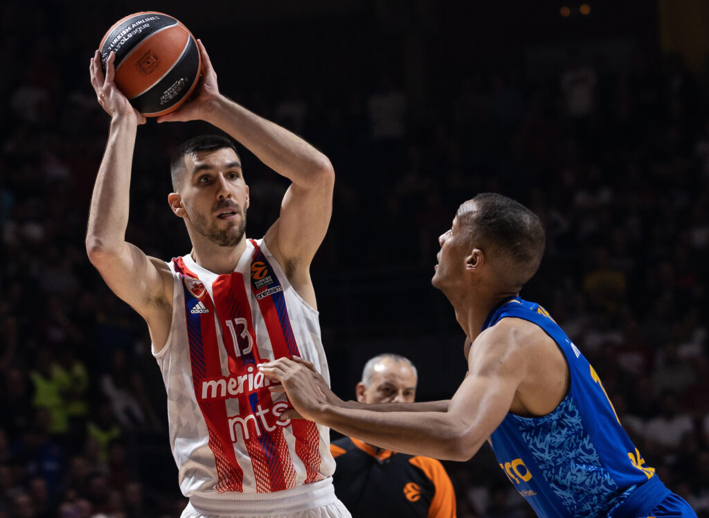 during the 2022/2023 Turkish Airlines EuroLeague Regular Season match between Crvena Zvezda mts Belgrade and Alba Berlin at Aleksandar Nikolic Hall on February 24, 2023 in Belgrade, Serbia. (Photo by Srdjan Stevanovic/Starsport.rs ©)