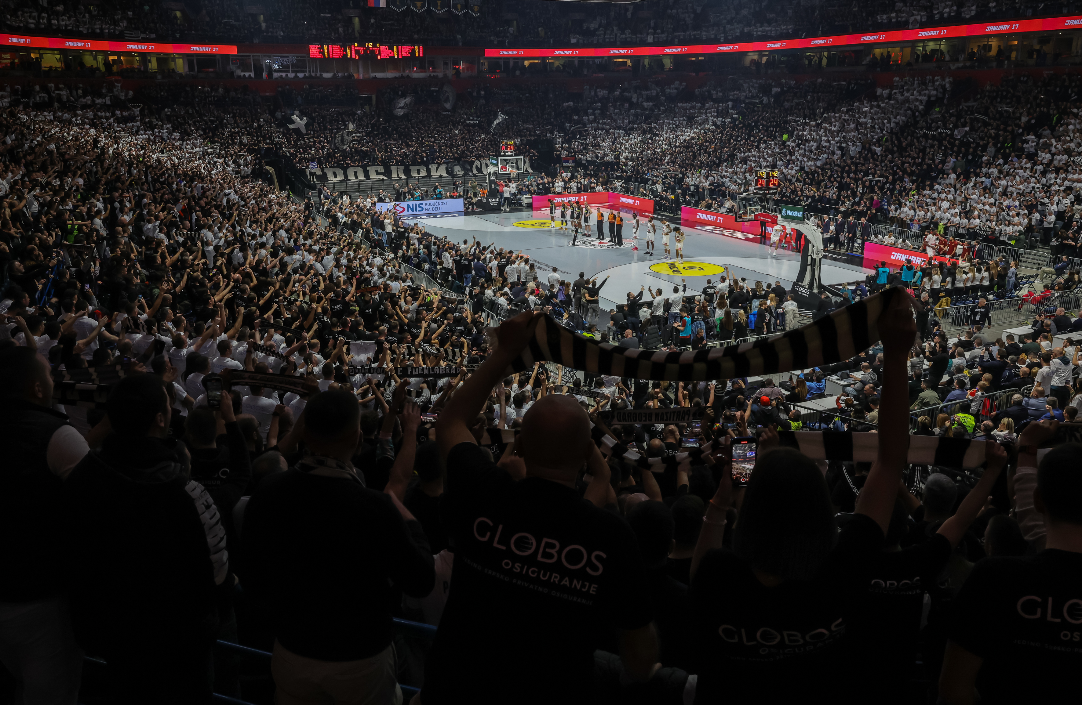 General overview of Stark Arena during the Turkish Airlines EuroLeague match between Partizan Mozzart Bet Belgrade and AS Monaco at Stark Arena on January 05, 2023 in Belgrade, Serbia. (Photo by Srdjan Stevanovic/Starsport.rs ©)