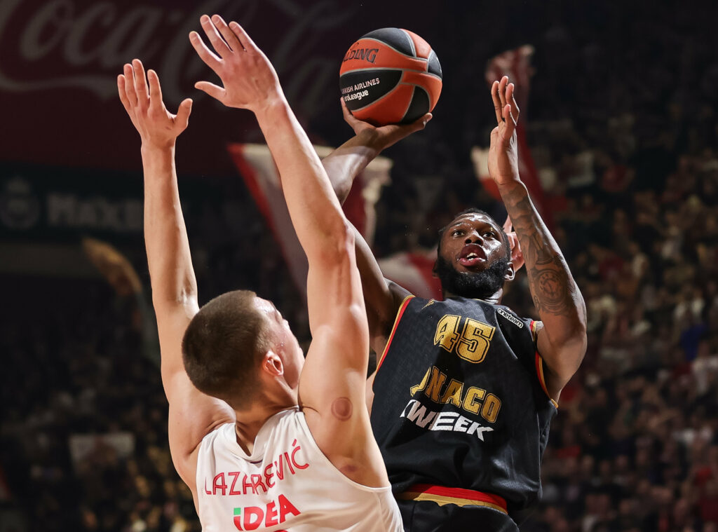 during the 2022/2023 Turkish Airlines EuroLeague Regular Season match between Crvena Zvezda mts Belgrade and AS Monaco at Aleksandar Nikolic Hall on January 12, 2023 in Belgrade, Serbia. (Photo by Srdjan Stevanovic/Starsport.rs ©)