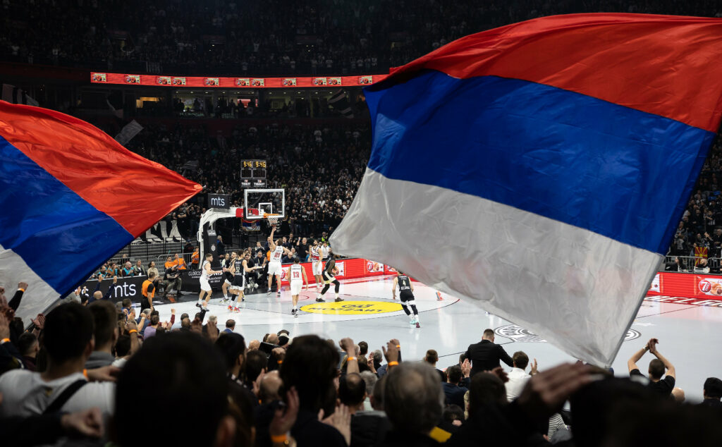 during the 2022/2023 Turkish Airlines EuroLeague Regular Season match between Partizan Mozzart Bet Belgrade and Cazoo Baskonia Vitoria at Stark Arena Hall on January 13, 2023 in Belgrade, Serbia. (Photo by Srdjan Stevanovic/Starsport.rs ©)