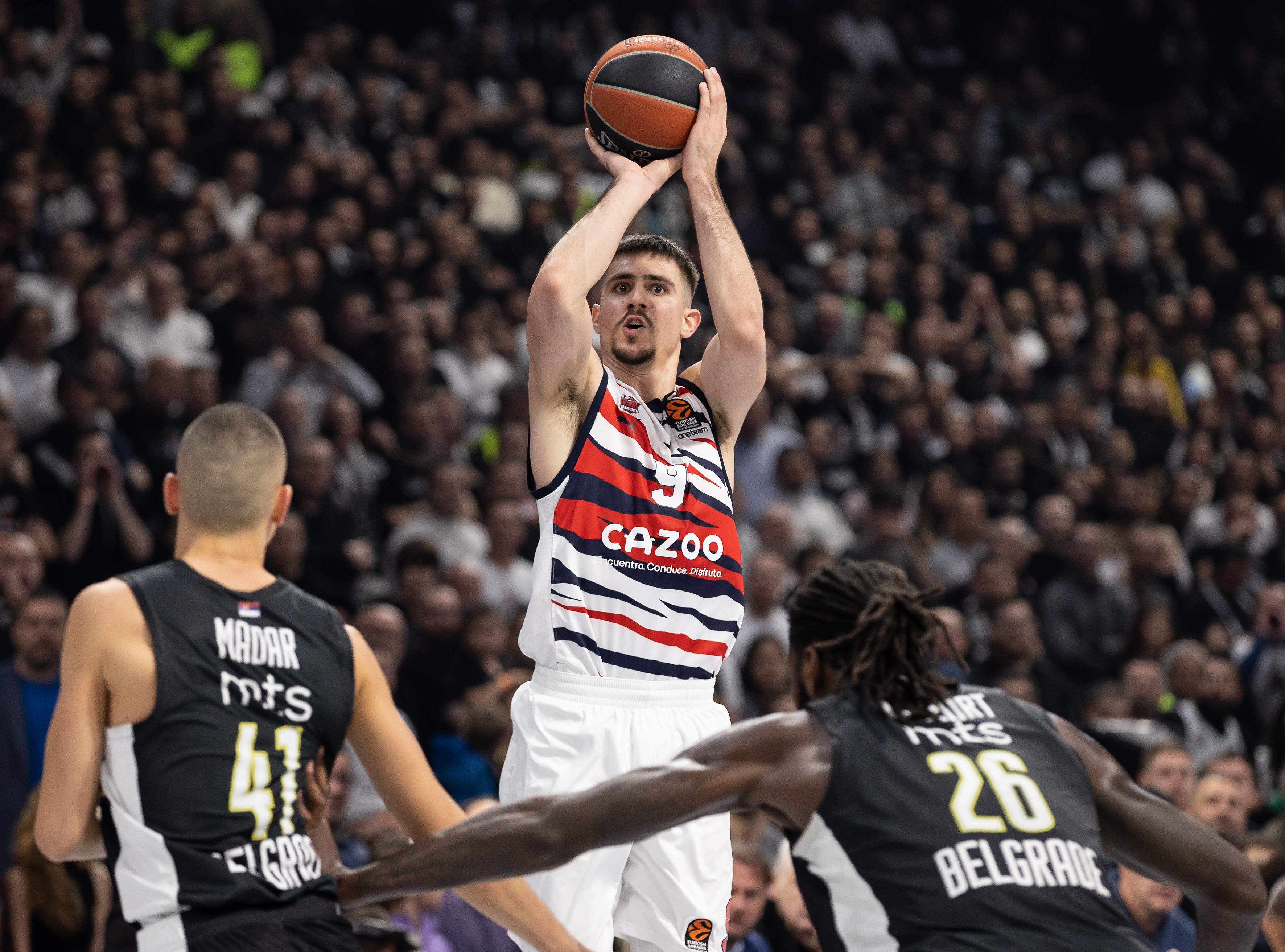 during the 2022/2023 Turkish Airlines EuroLeague Regular Season match between Partizan Mozzart Bet Belgrade and Cazoo Baskonia Vitoria at Stark Arena Hall on January 13, 2023 in Belgrade, Serbia. (Photo by Srdjan Stevanovic/Starsport.rs ©)