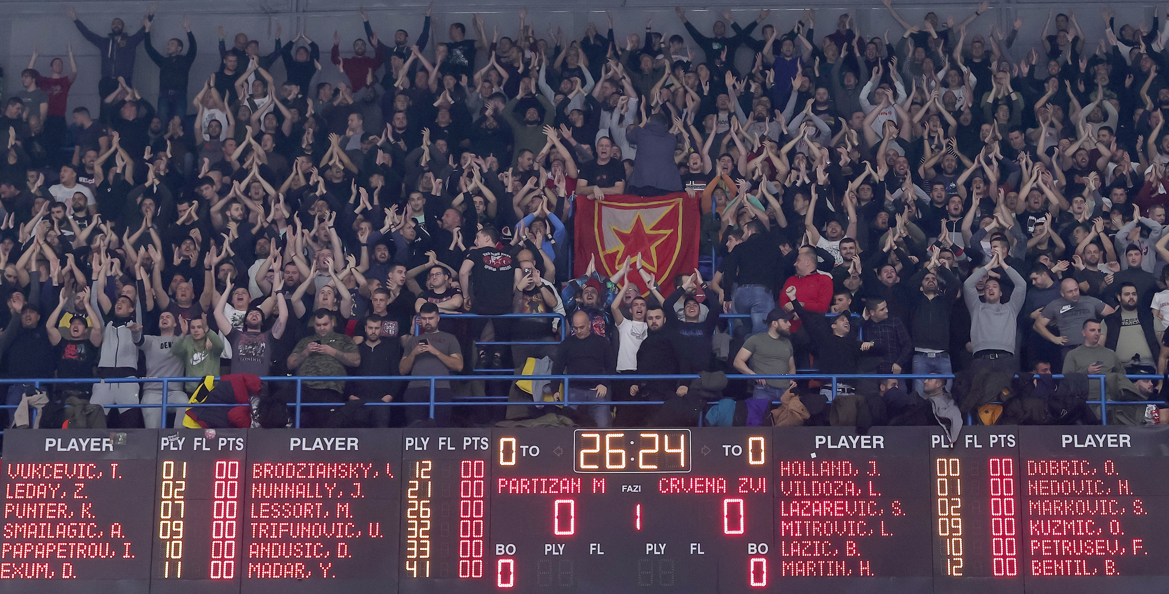 delije navijaci fans supporters zastave during the Turkish Airlines EuroLeague match between Partizan Mozzart Bet Belgrade and Crvena Zvezda mts Belgrade at Stark Arena on December 08, 2022 in Belgrade, Serbia. (Photo by Srdjan Stevanovic/Starsport.rs ©)