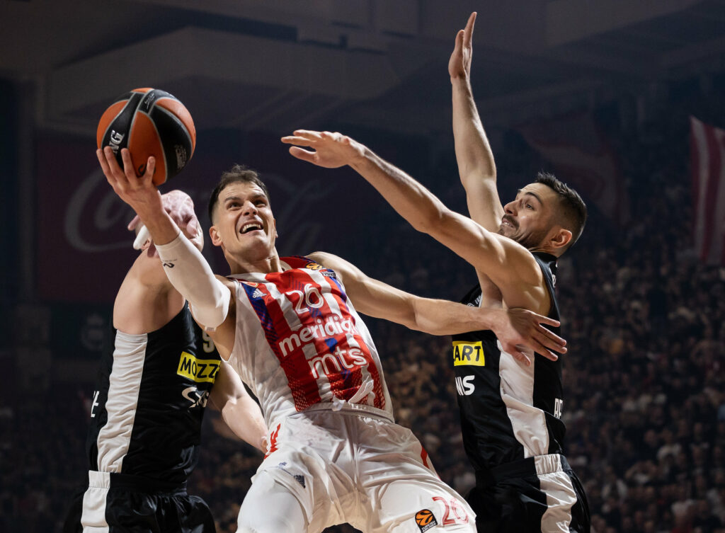 during the 2022/2023 Turkish Airlines EuroLeague Regular Season match between Crvena Zvezda mts Belgrade and Partizan Mozzart Bet Belgrade at Aleksandar Nikolic Hall on January 27, 2023 in Belgrade, Serbia. (Photo by Srdjan Stevanovic/Starsport.rs ©)