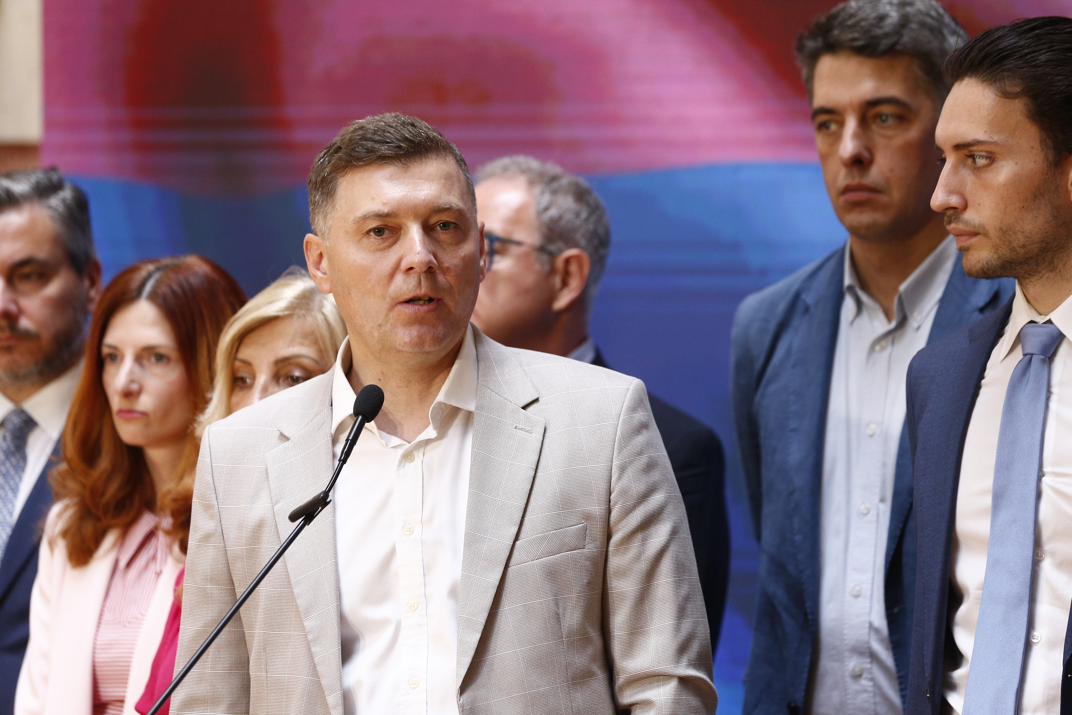 Opposition media conference where the route of the 12th "Serbia against violence" protest was announced.Konferencija za medije opozicije na kojoj je najavljena ruta 12.  protesta "Srbija protiv nasilja".