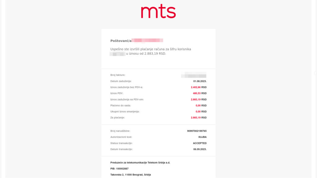 telekom, račun