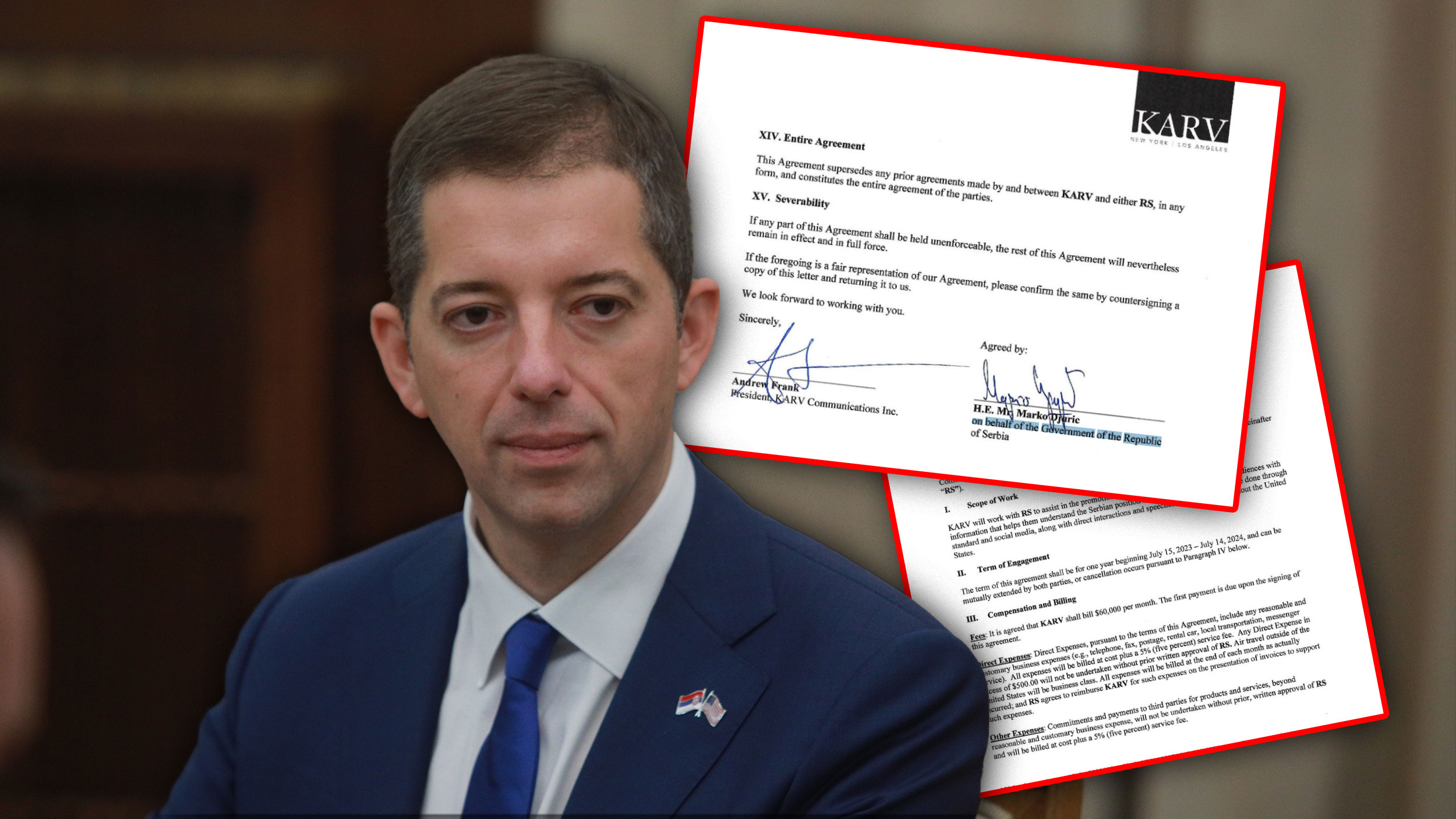 Marko djurić, Ugovor američka agencija