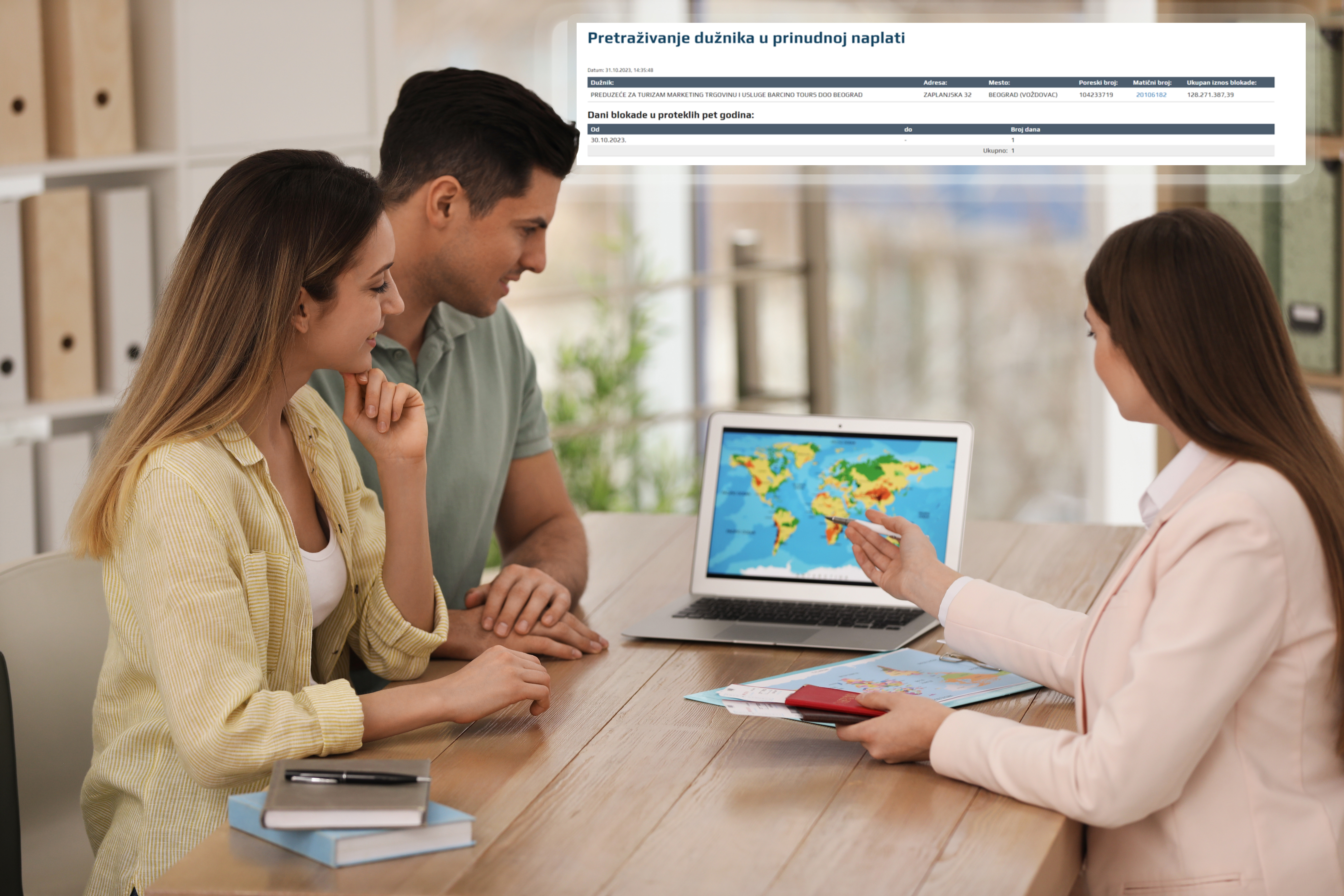 Travel,Agent,Consulting,Clients,At,Table,In,Office