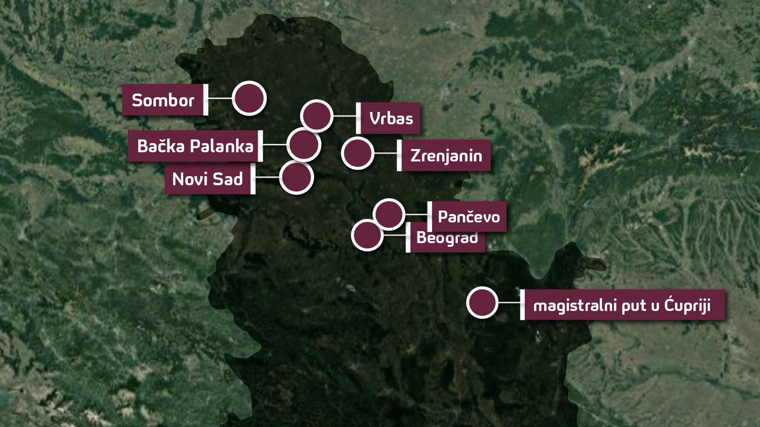 blokade poljoprivrednika, Mapa, Položeno