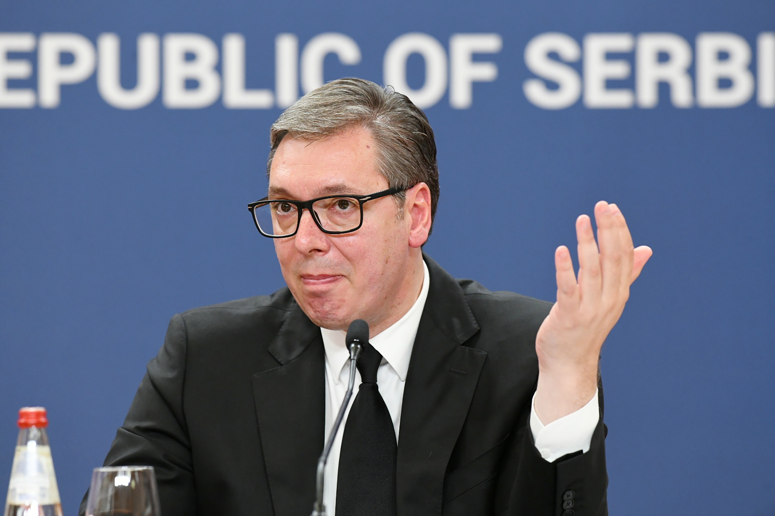 Beograd 07.06.2023. Konferencija za novinare predsednika Aleksandra Vučića u Palati Srbija grimasa Foto:Vesna Lalić/Nova.rs