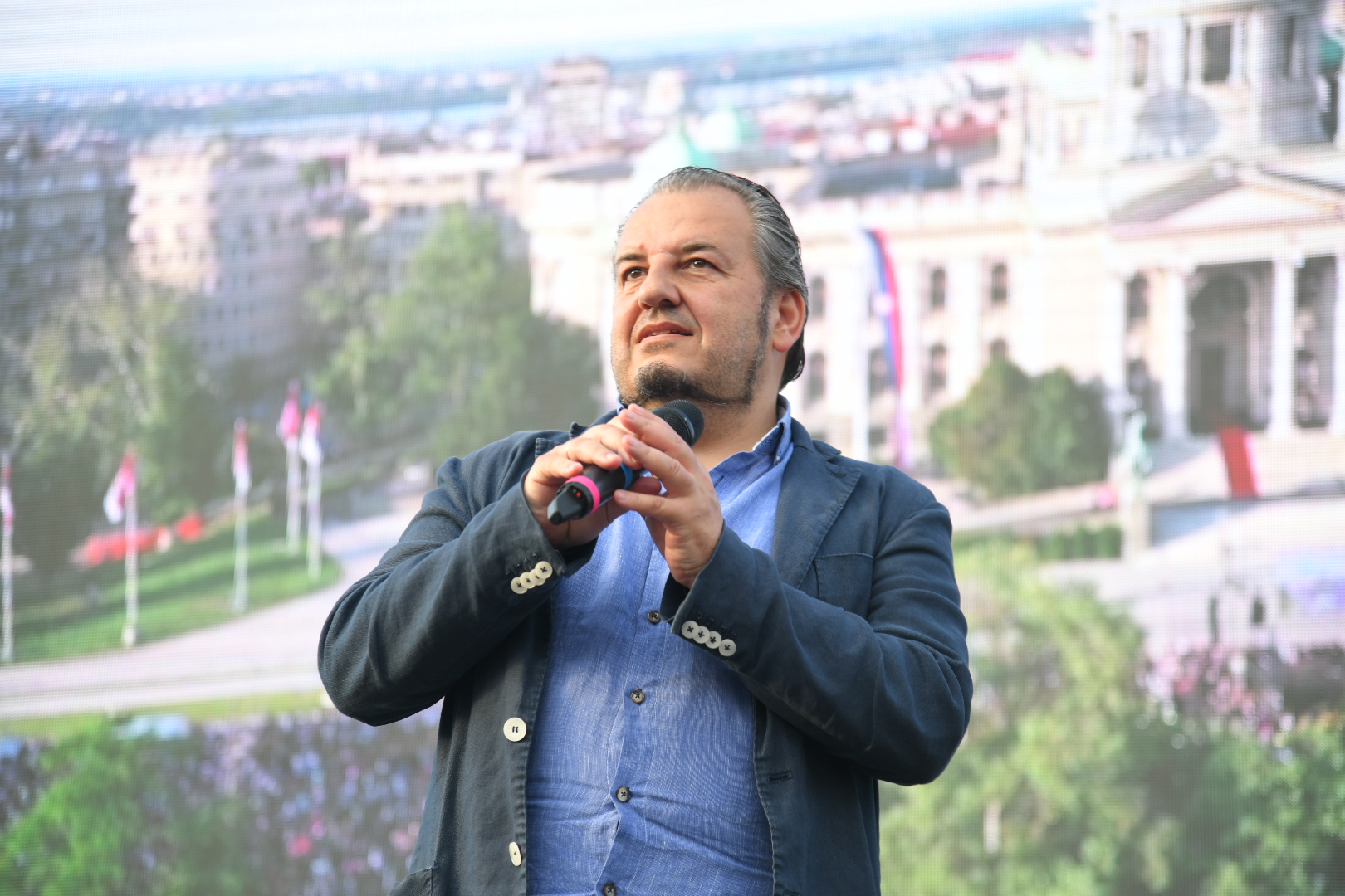Beograd, 09.06.2023. 6. Protest "Srbija protiv nasilja", Šesti protest, profesor pravnog fakulteta Foto: Nemanja Jovanović/Nova.rs