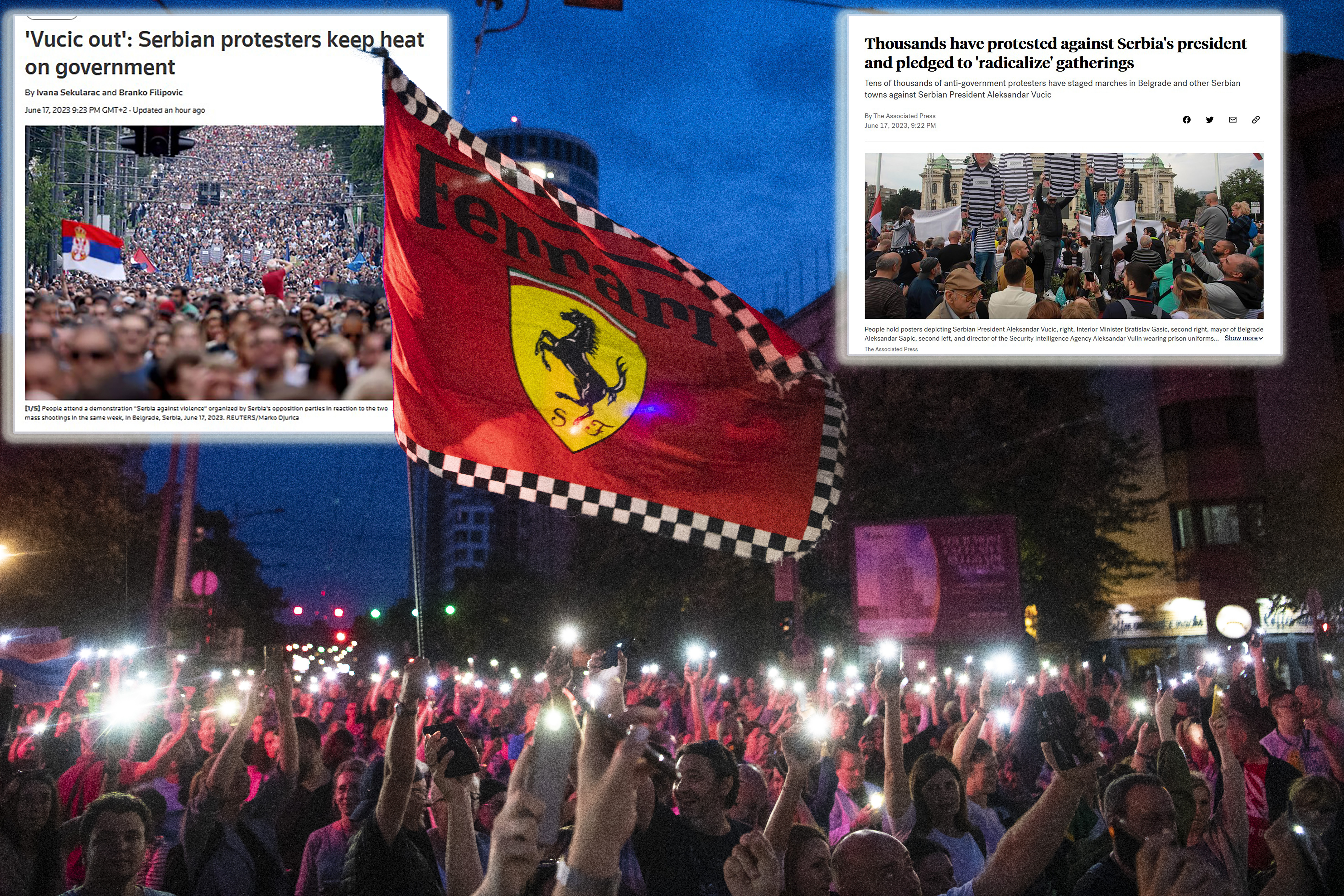 Beograd 17. jun 2023. Sedmi po redu protest Srbija protiv nasilja odrzava se tradicionalno ispred Skupstine Srbije da bi se potom krenulo u setnju ovog puta preko Ulice kneza Milosa do Mostarske petlje Foto:Dragan Mujan/Nova.rs
