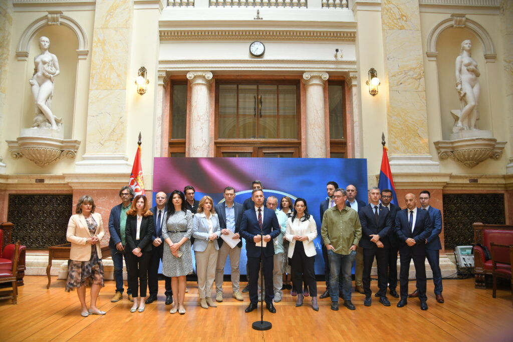 Beograd 14.06.2023. Konferencija za štampu opozicije, opozicija u Skupštini Srbije