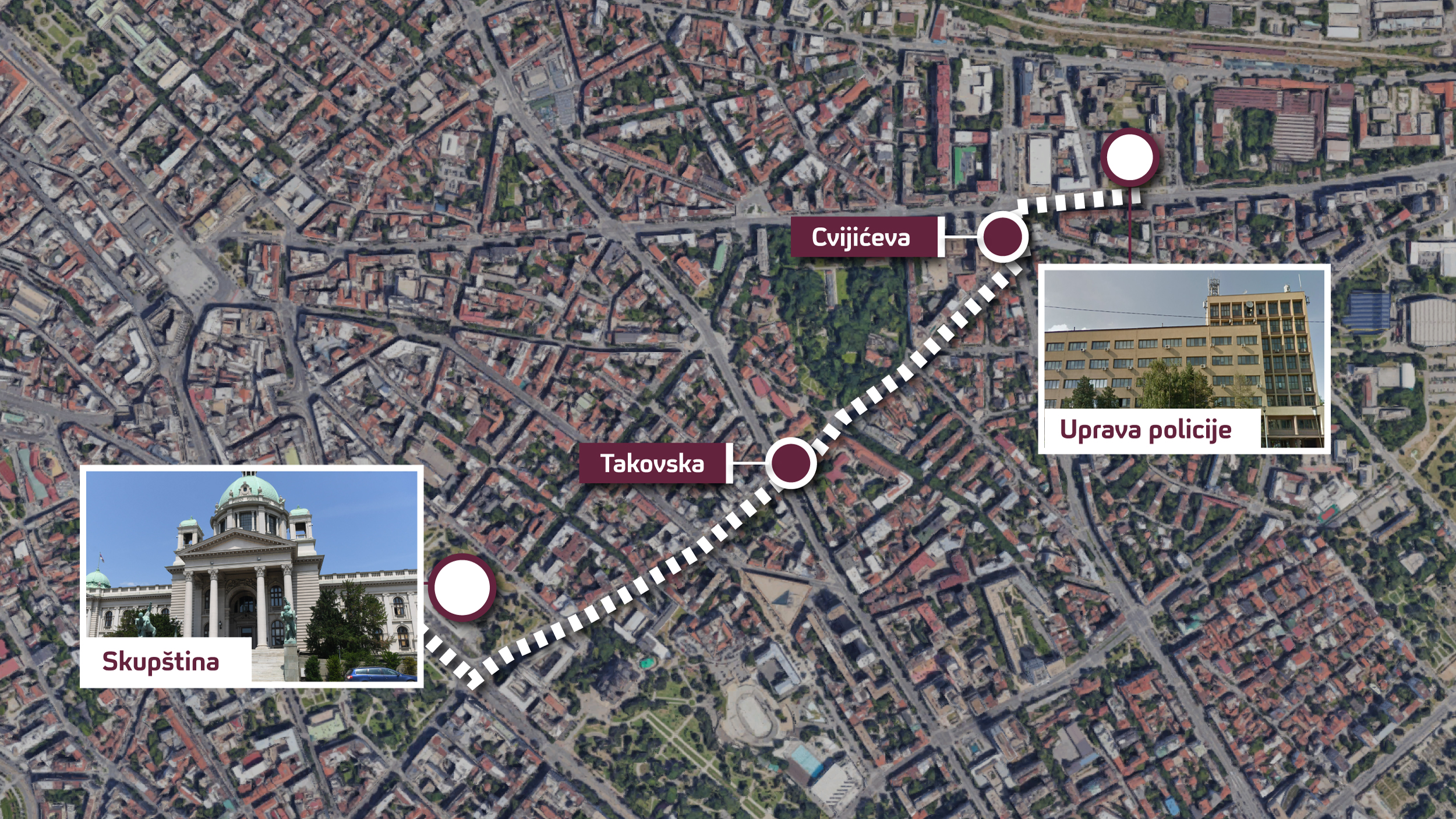 Mapa, Protest, Najava ruta