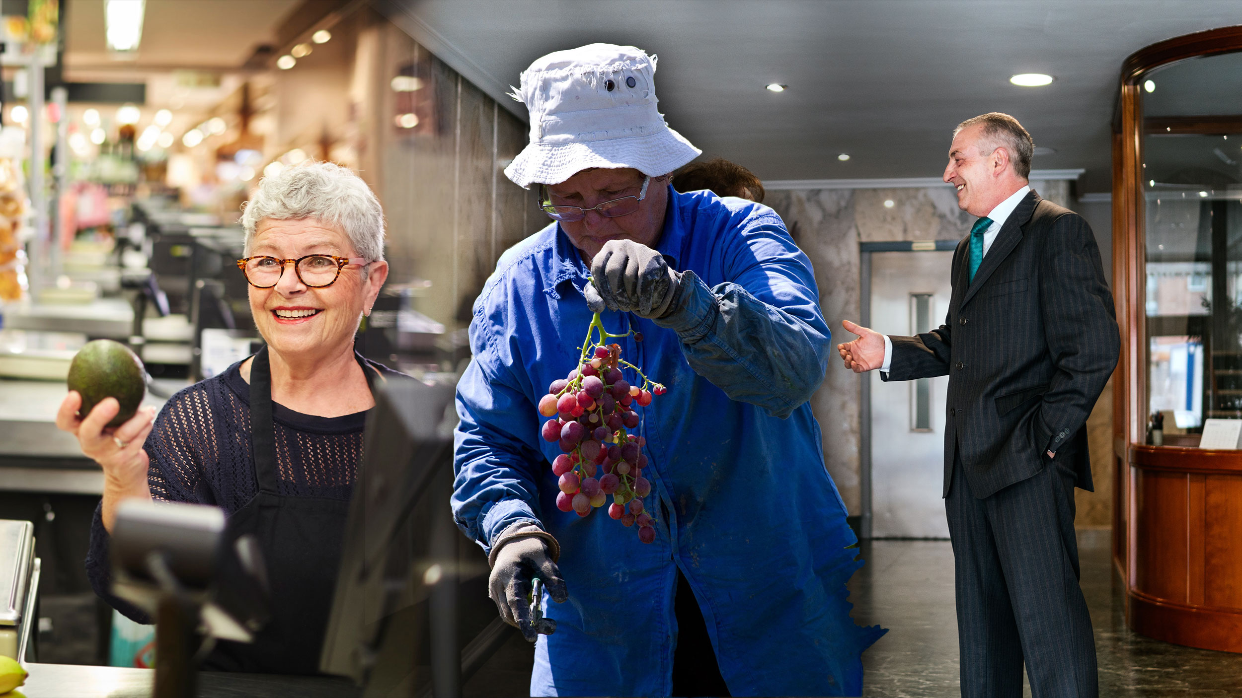 zapošljavanju muškaraca i žena starijih od 50 godina. Otprilike neke osobe te dobi - kuvarice ili kasirke, stariji ljudi koji beru voće, radnik obezbeđenja ili portir