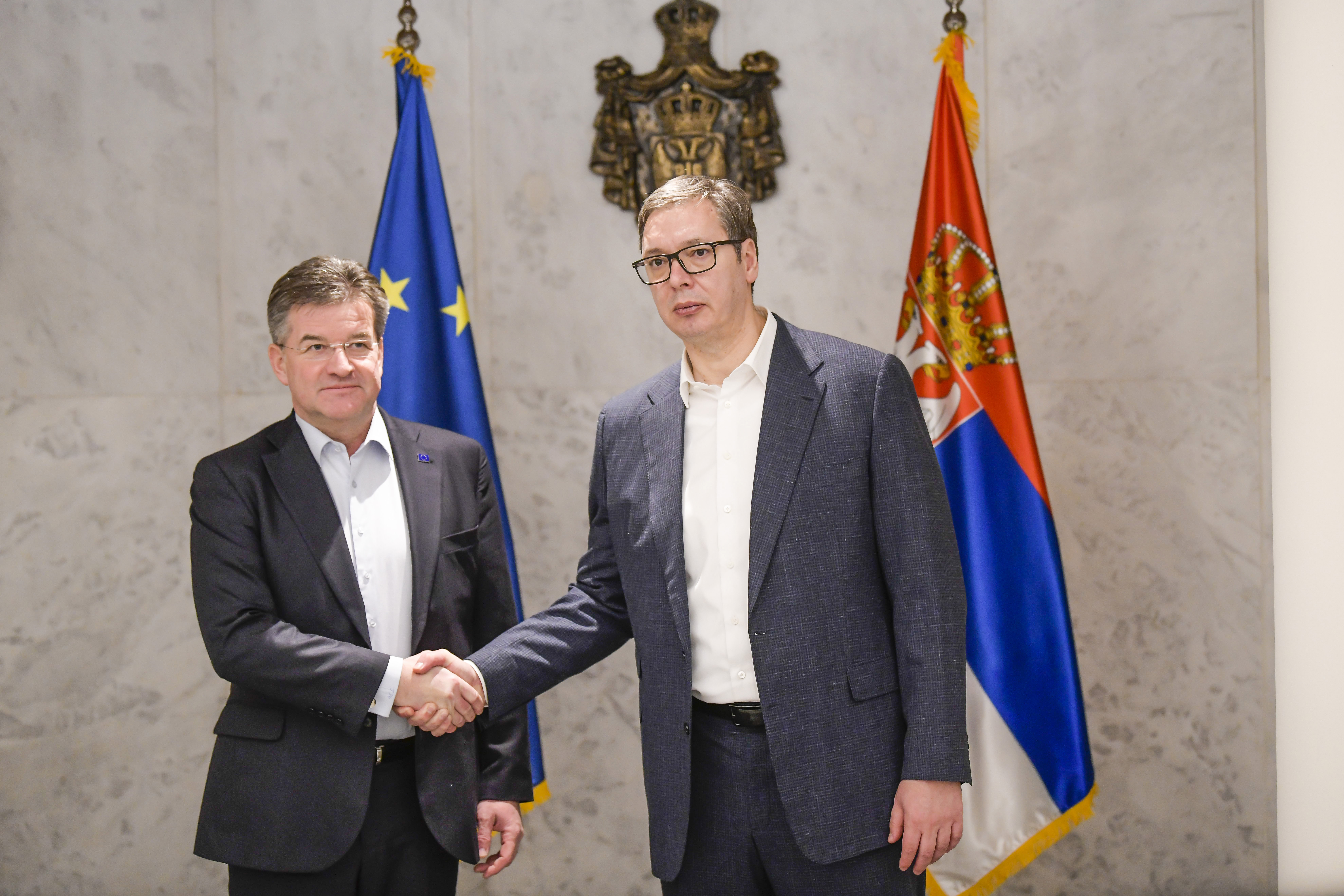 Beograd 06.02.2023. Miroslav Lajčak i Aleksandar Vučić Foto: Goran Srdanov/Nova.rs