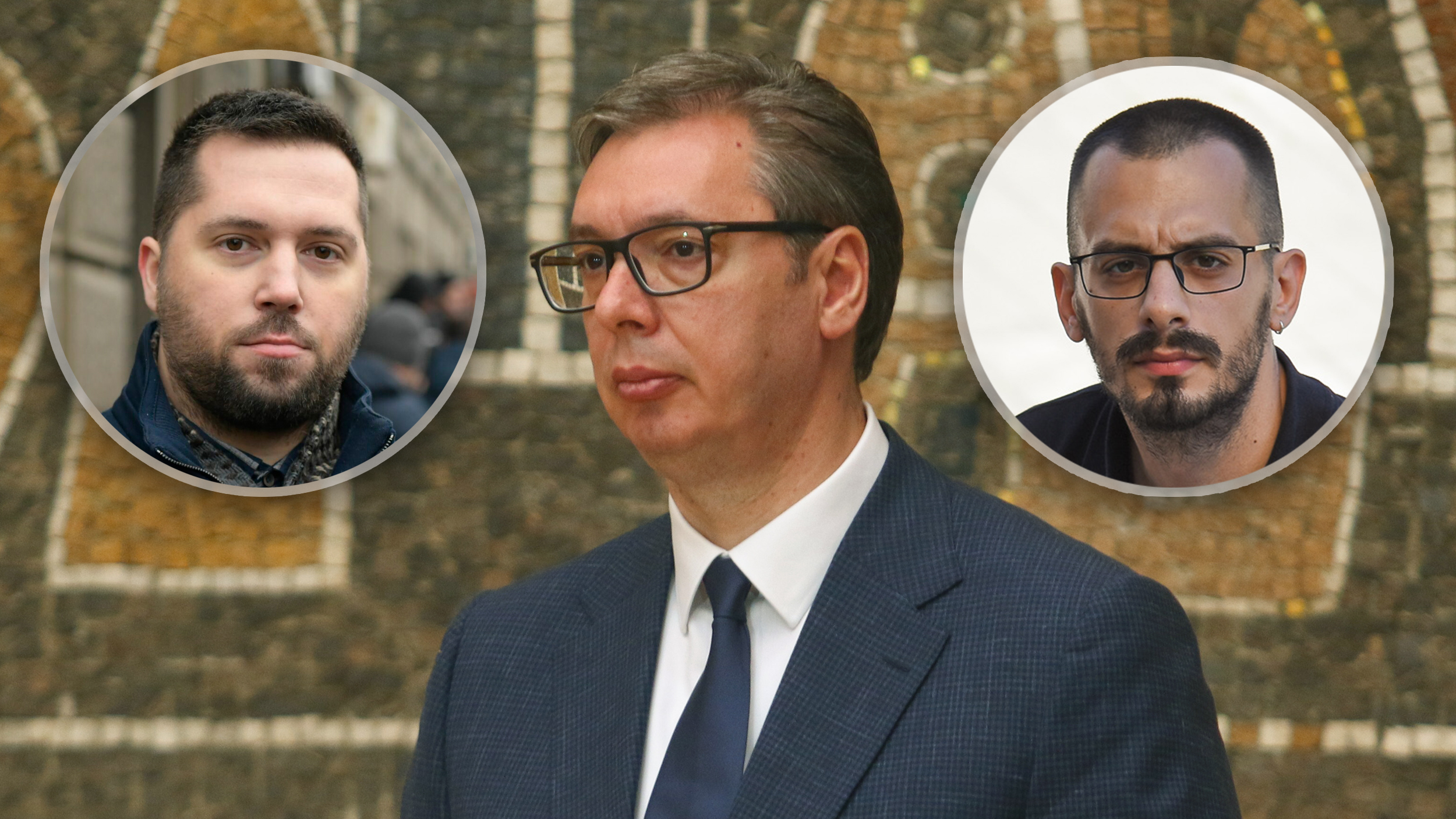 Vučić u centru, a u kružićima  Brajan Brković i Miran Pogačar 
kombo