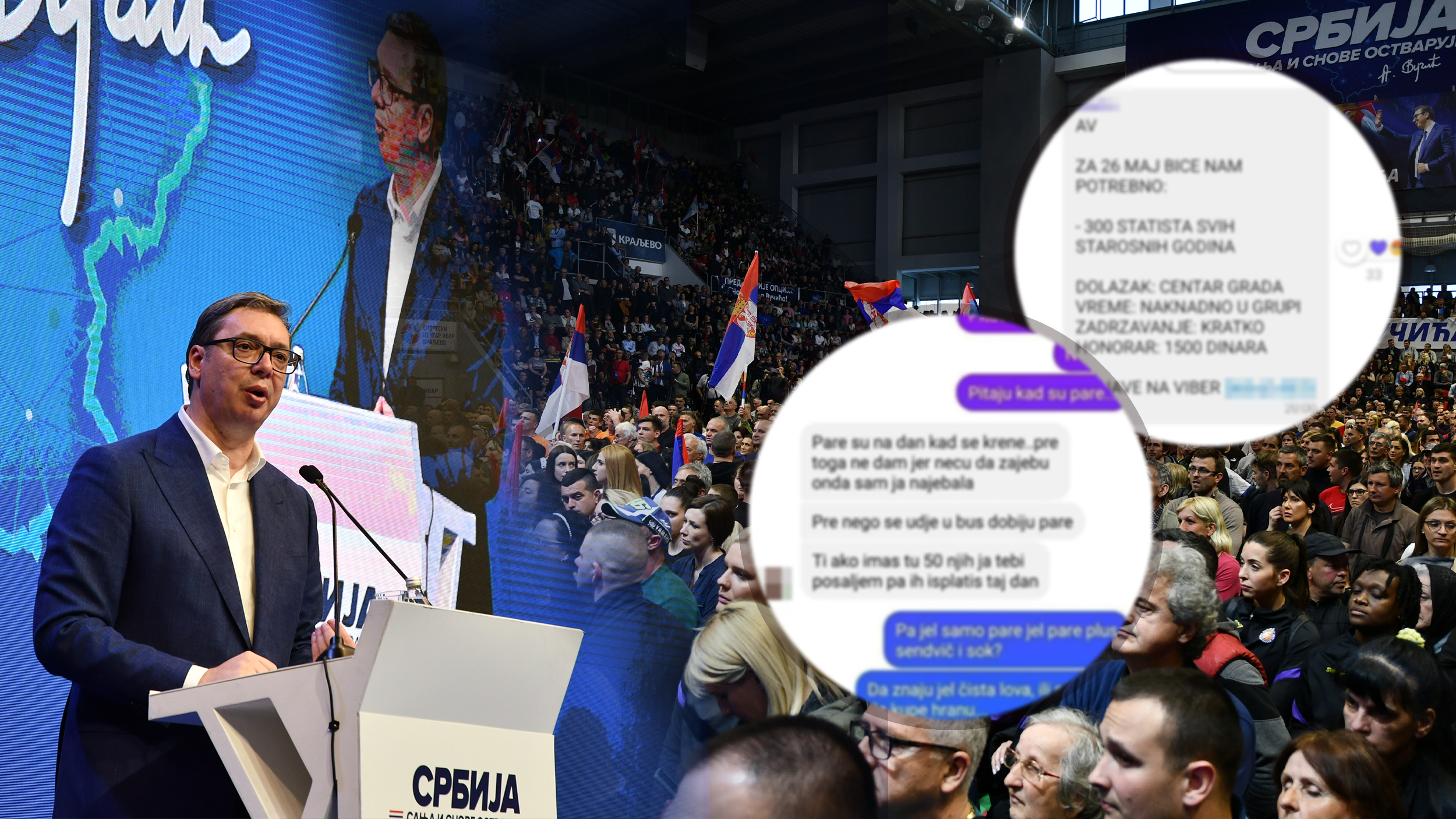 Skup, pare, kupovina, pretnja placanje ljudima za miting, skup 
Aleksandar Vucic, sendvici