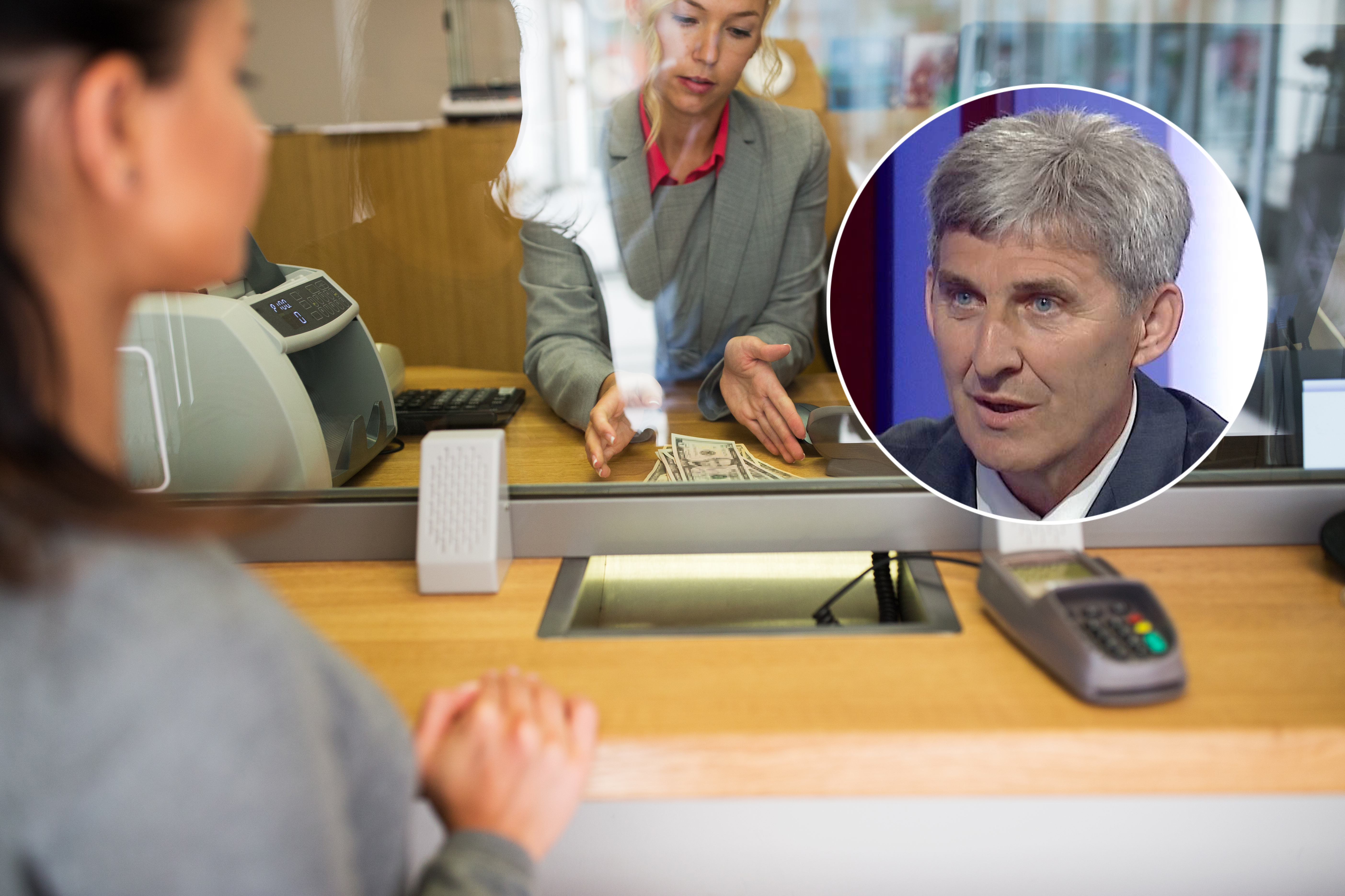 People,,Withdrawal,,Saving,And,Finance,Concept,-,Clerk,With,Cash