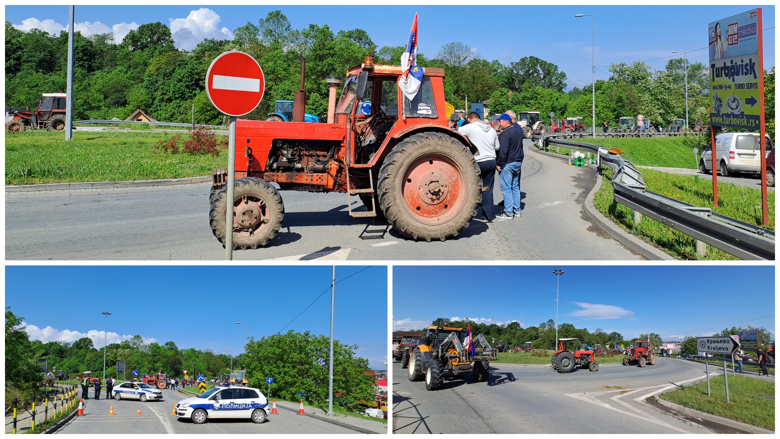 Blokada na raskrsnici kod Kraljeva - Drugi dan - Foto Nova.rs Poljoprivrednici kod Kraljeva ne odustaju od blokade