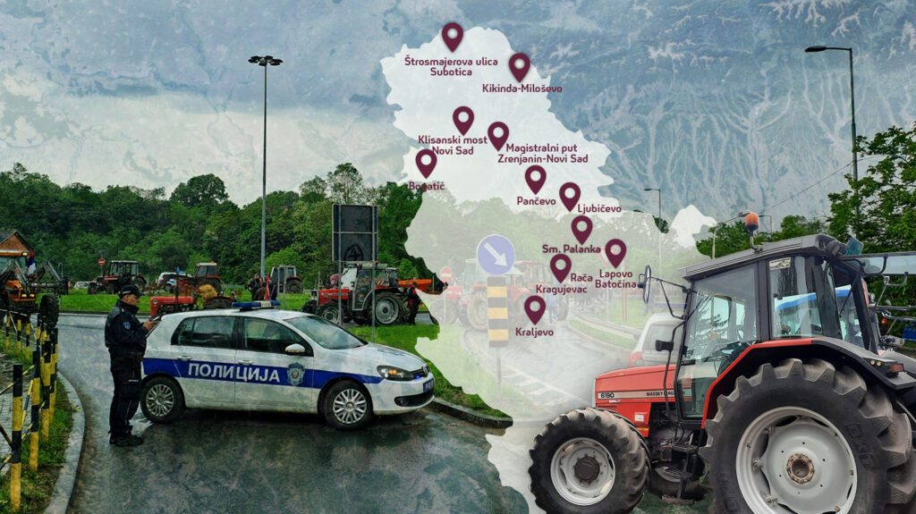 Mapa, blokade poljoprivrednici