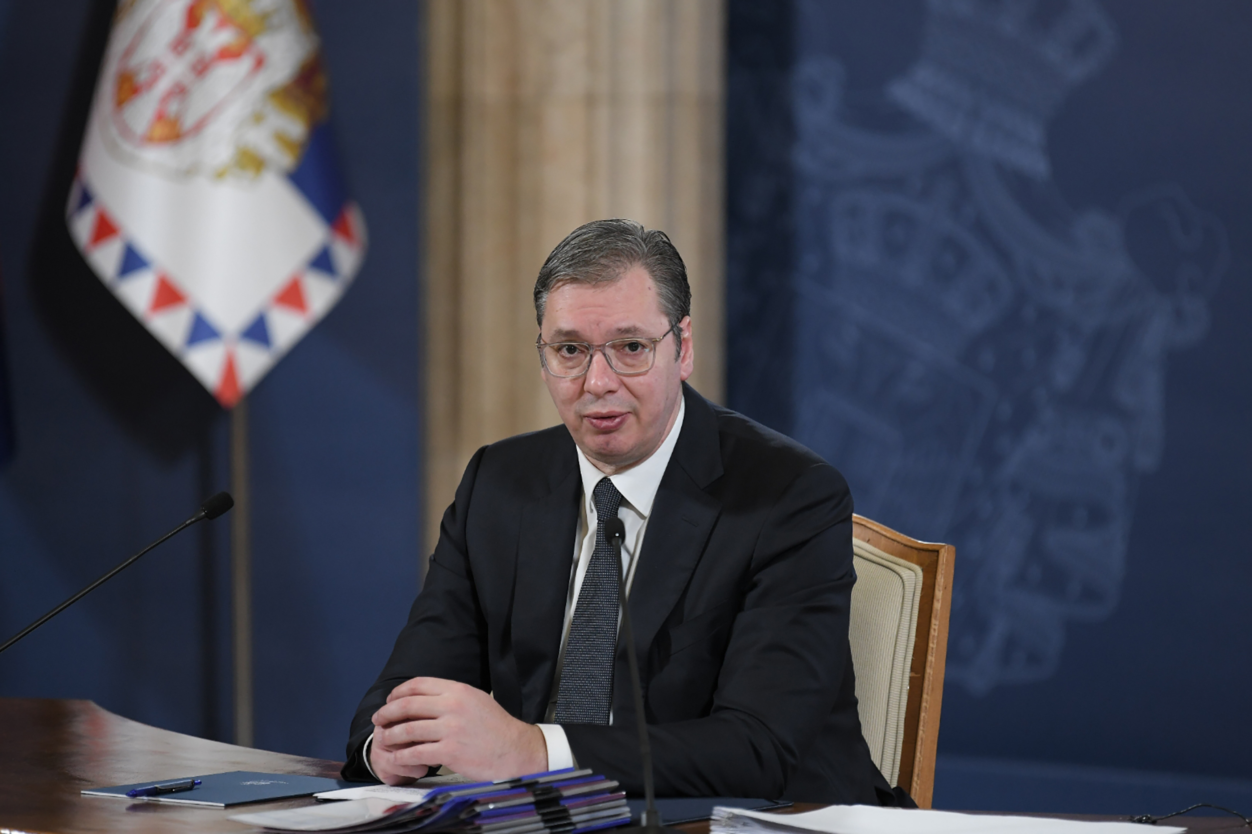 Beograd 16.03.2023. Obracanje javnosti predsednika Republike Srbije Aleksandra Vucica