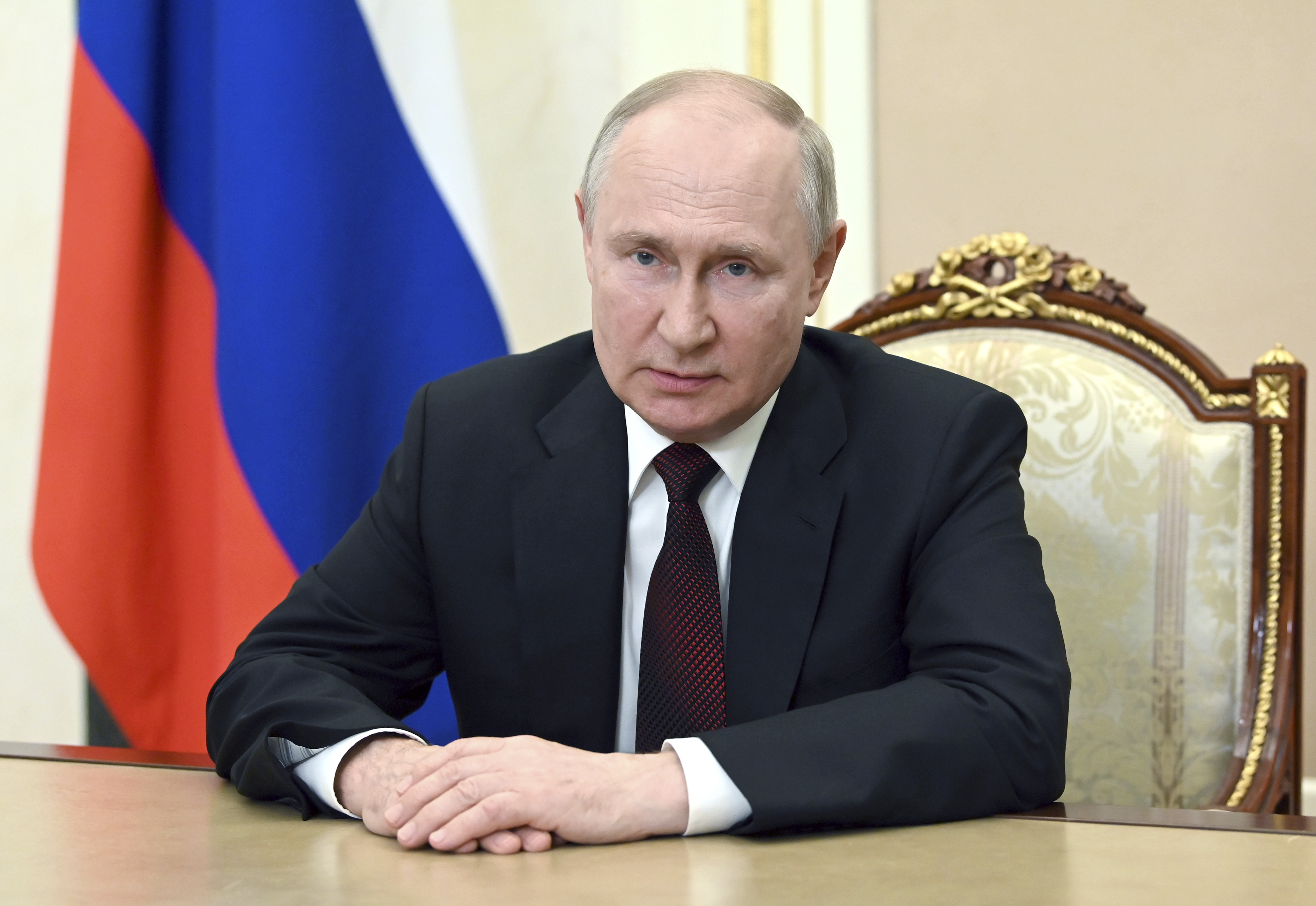 Russian President Vladimir Putin delivers an address on Railway Worker's Day