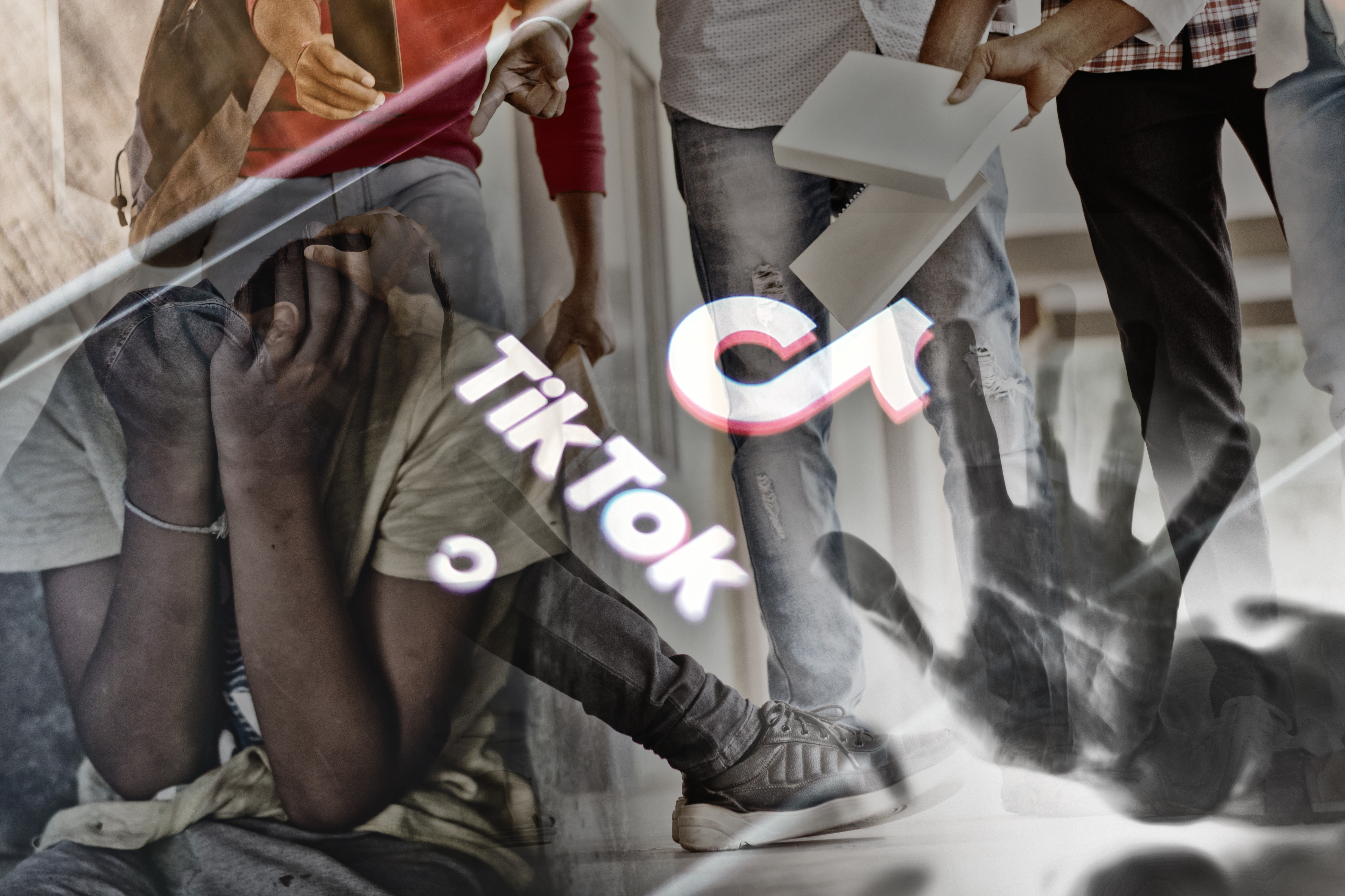 Teenage,Boy,Being,Bullied,At,School,,Covered,His,Face,-