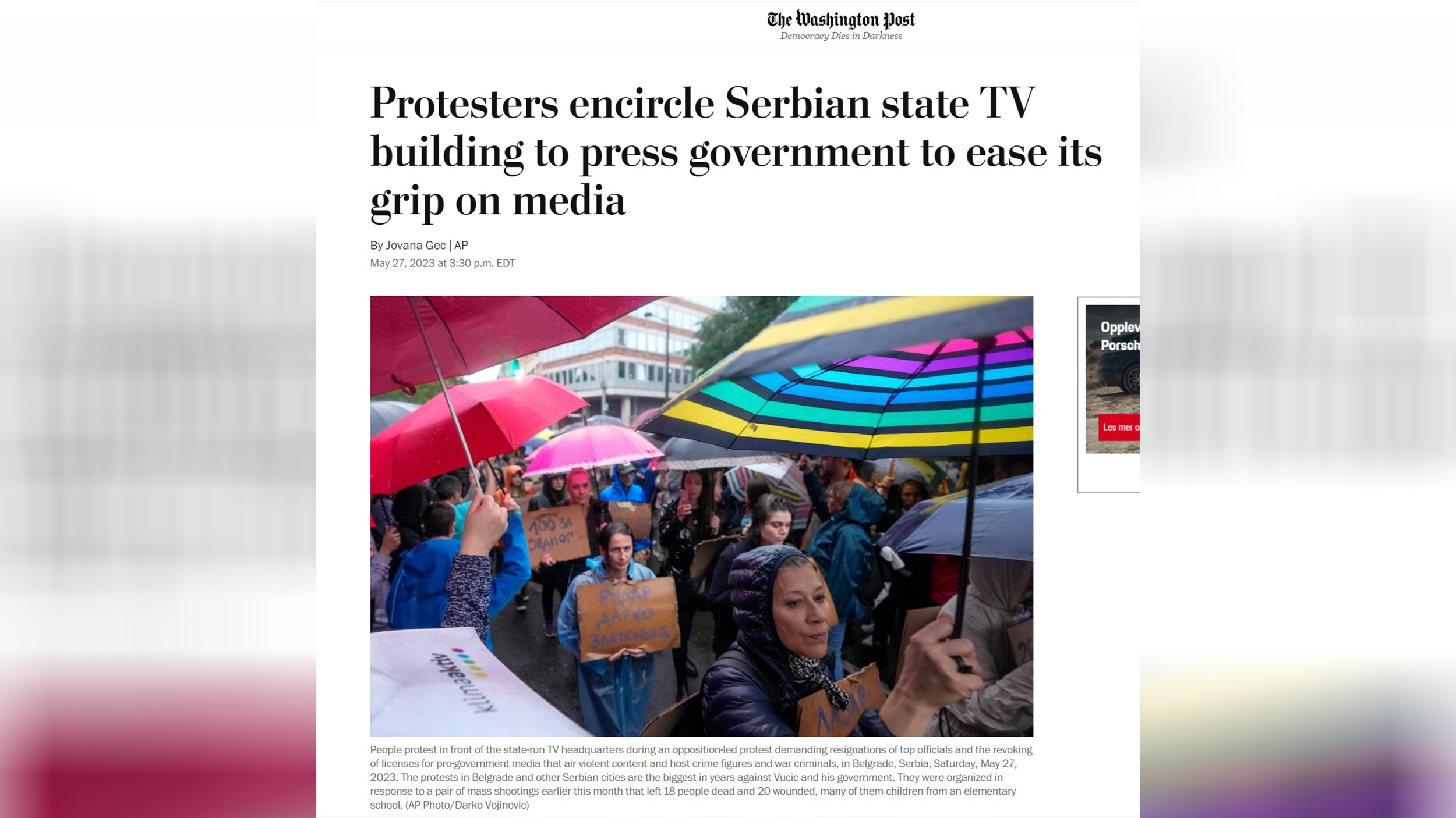 the Washington post protesti protiv nasilja, novine mediji objave objava