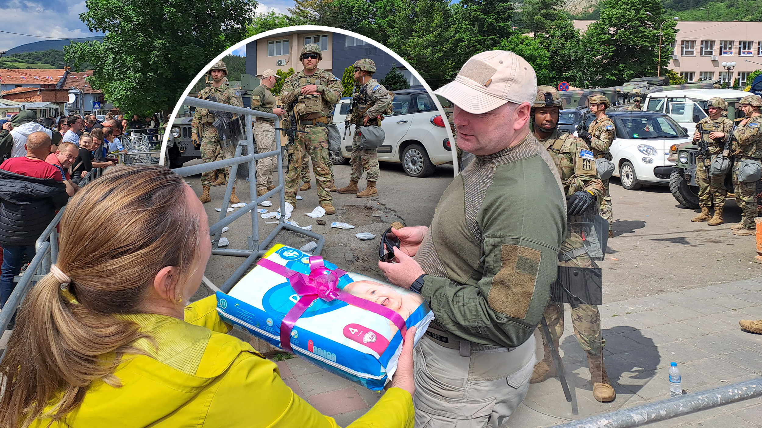 Leposavić - Pampers pelene na KFOR, Kombo