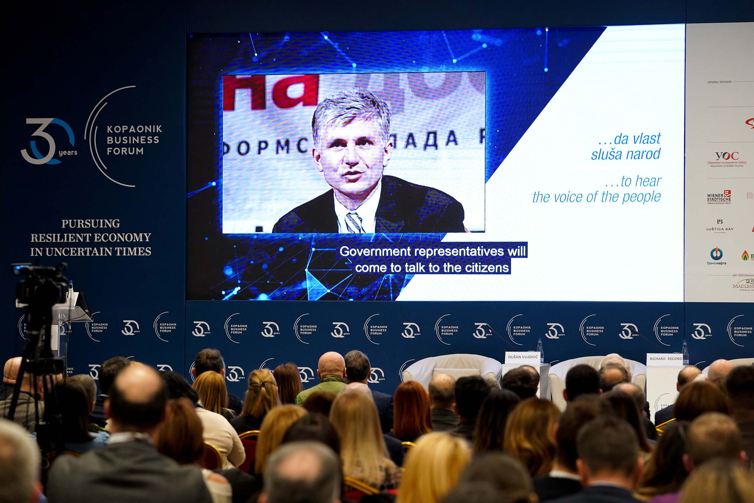 Kopaonik, 5. marta 2023.-  Početak 30. jubilarnog Kopaonik biznis foruma, na kome je upriličen specijalni program: omaž dr Zoranu Đinđiću, premijeru Srbije 2001-2003. FOTO TANJUG/ JADRANKA ILIĆ/ nr