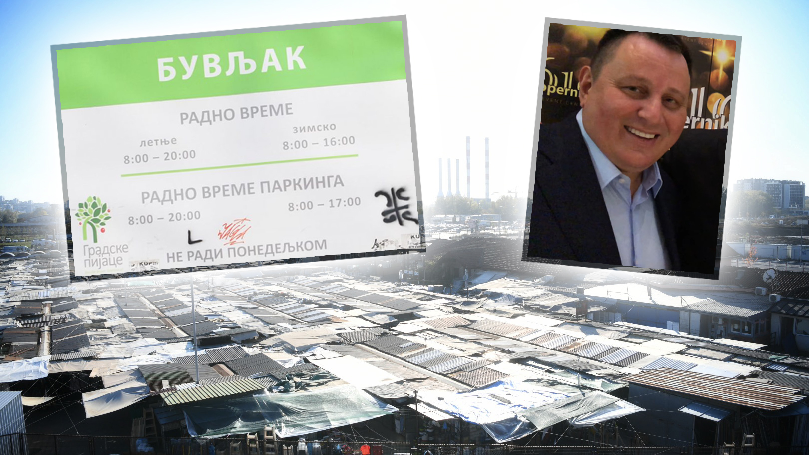 Buvljak, pliz kombo za tekst o tome da je trenutna lokacija buvljaka (Blok 43) prodata pre tri godine kompaniji Kopernikus koja će tamo da zida Kopernikus Tower (vlasnik Srđan Milovanović)