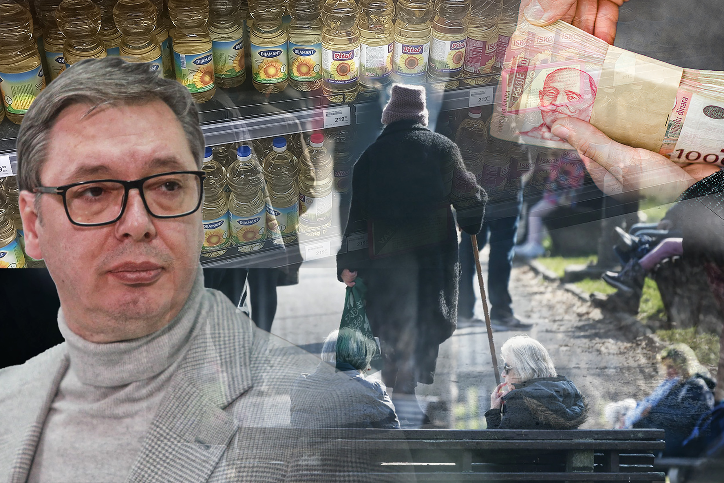 Kombo Vučić, penzioneri, neki rafovi iz prodavnica, novac