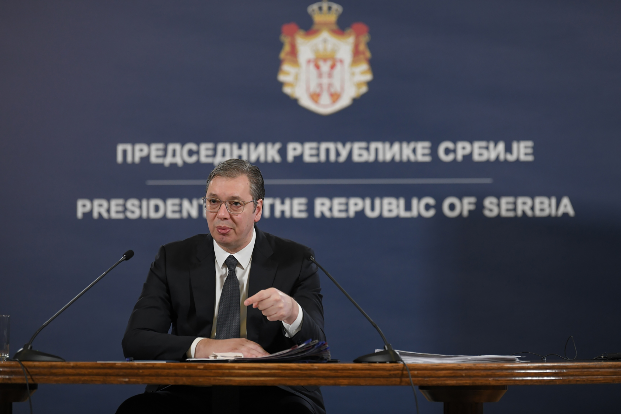 Beograd 16.03.2023. Obracanje javnosti predsednika Republike Srbije Aleksandra Vucica
