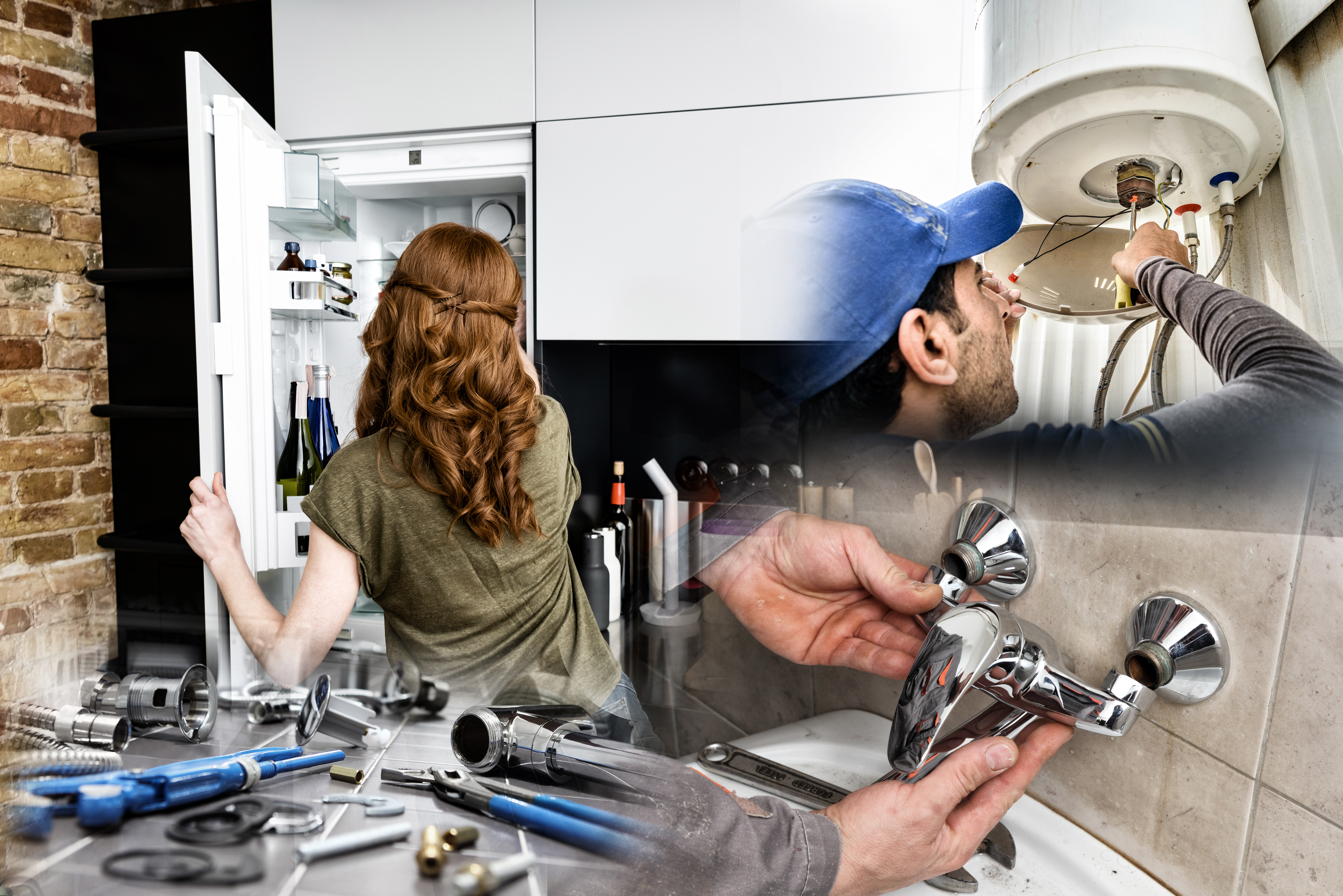 Back,View,Of,Woman,Standing,Near,Open,Fridge,In,Kitchen