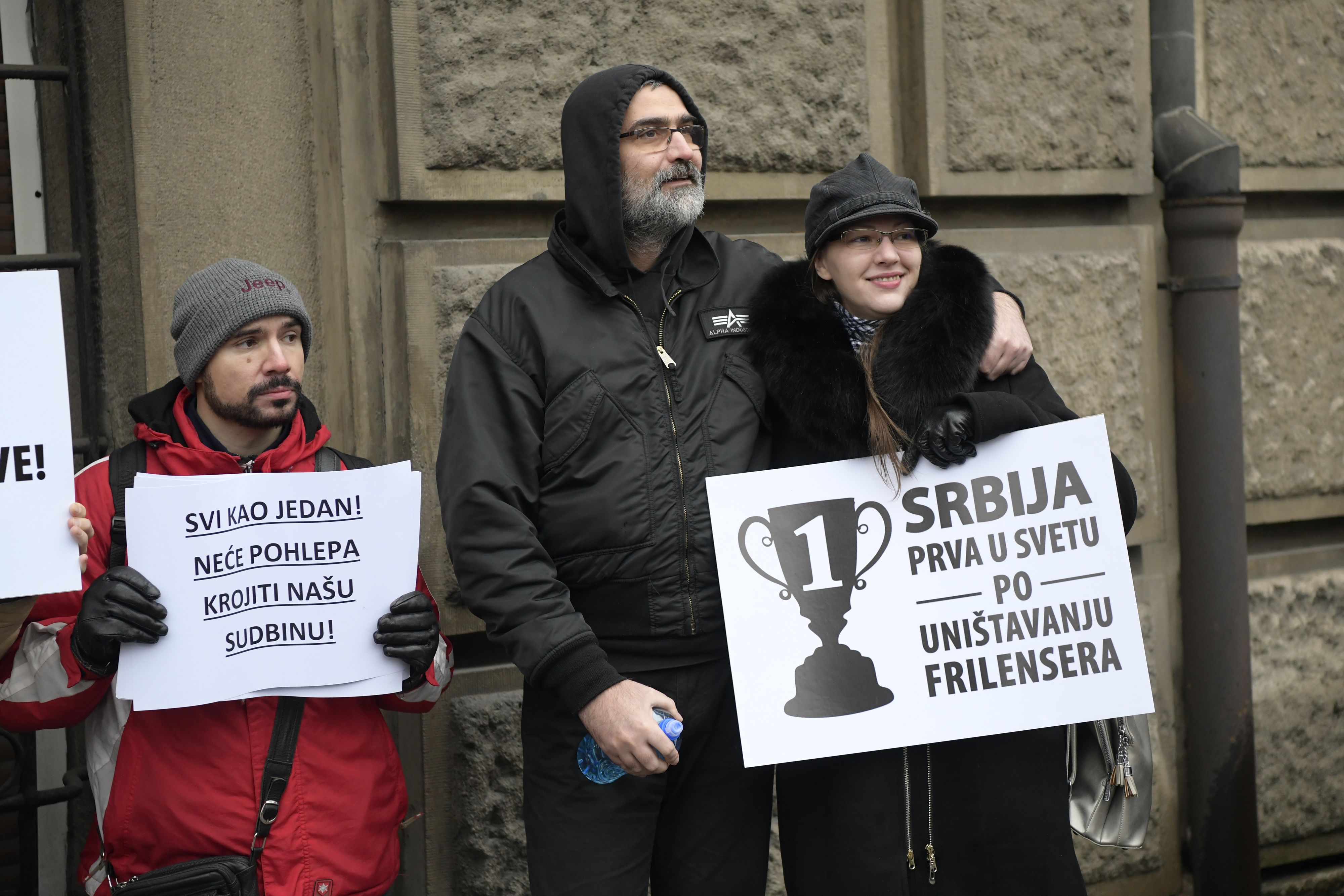 Beograd 28.01.2023. Protest frilensera ispred Vlade Srbije  Foto: Goran Srdanov/Nova.rs