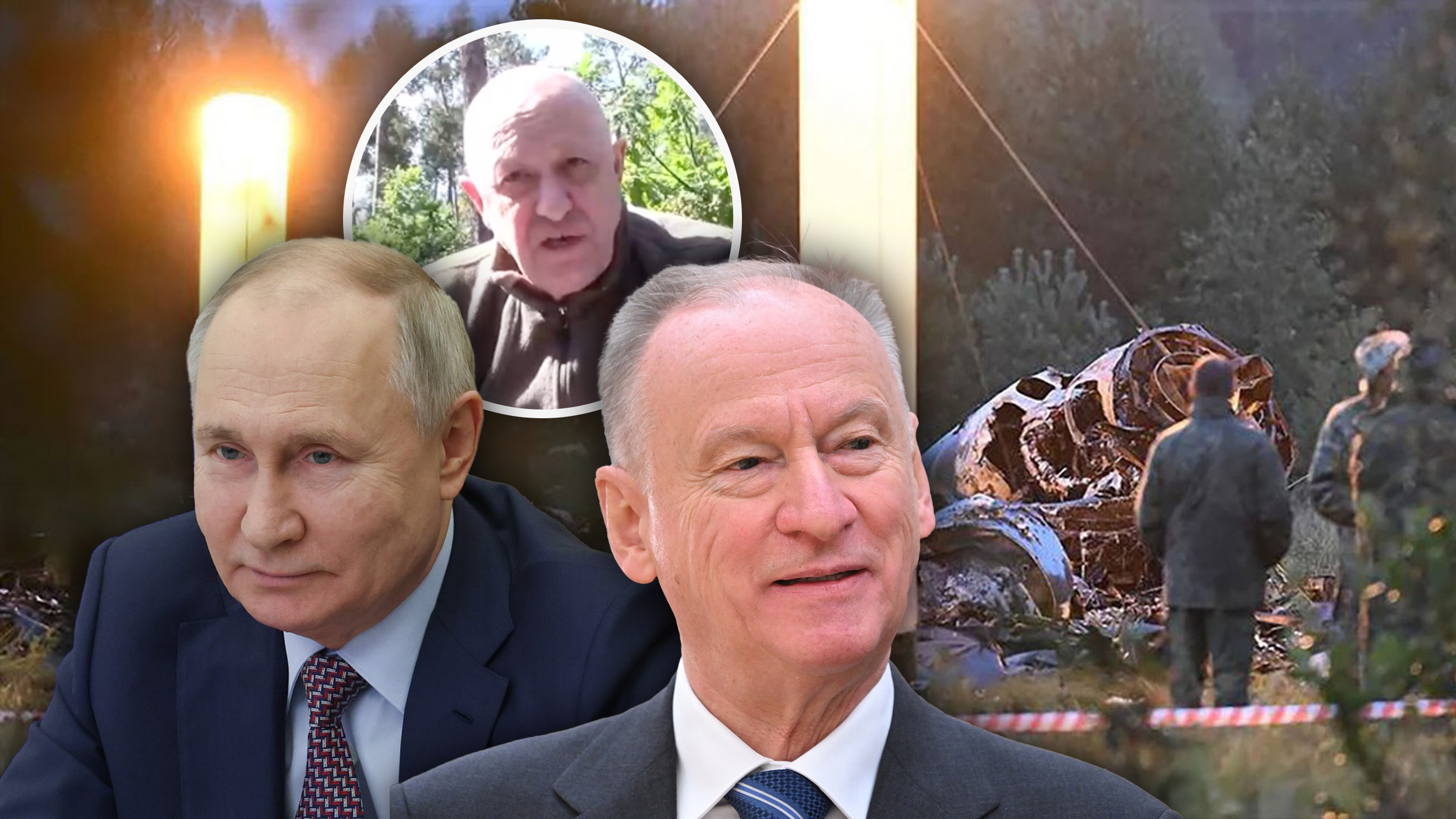 Nikolai Patrushev
Vladimir Putin
Yevgeniy Prigozhin
Mesto pada aviona u kom je poginuo Prigožin