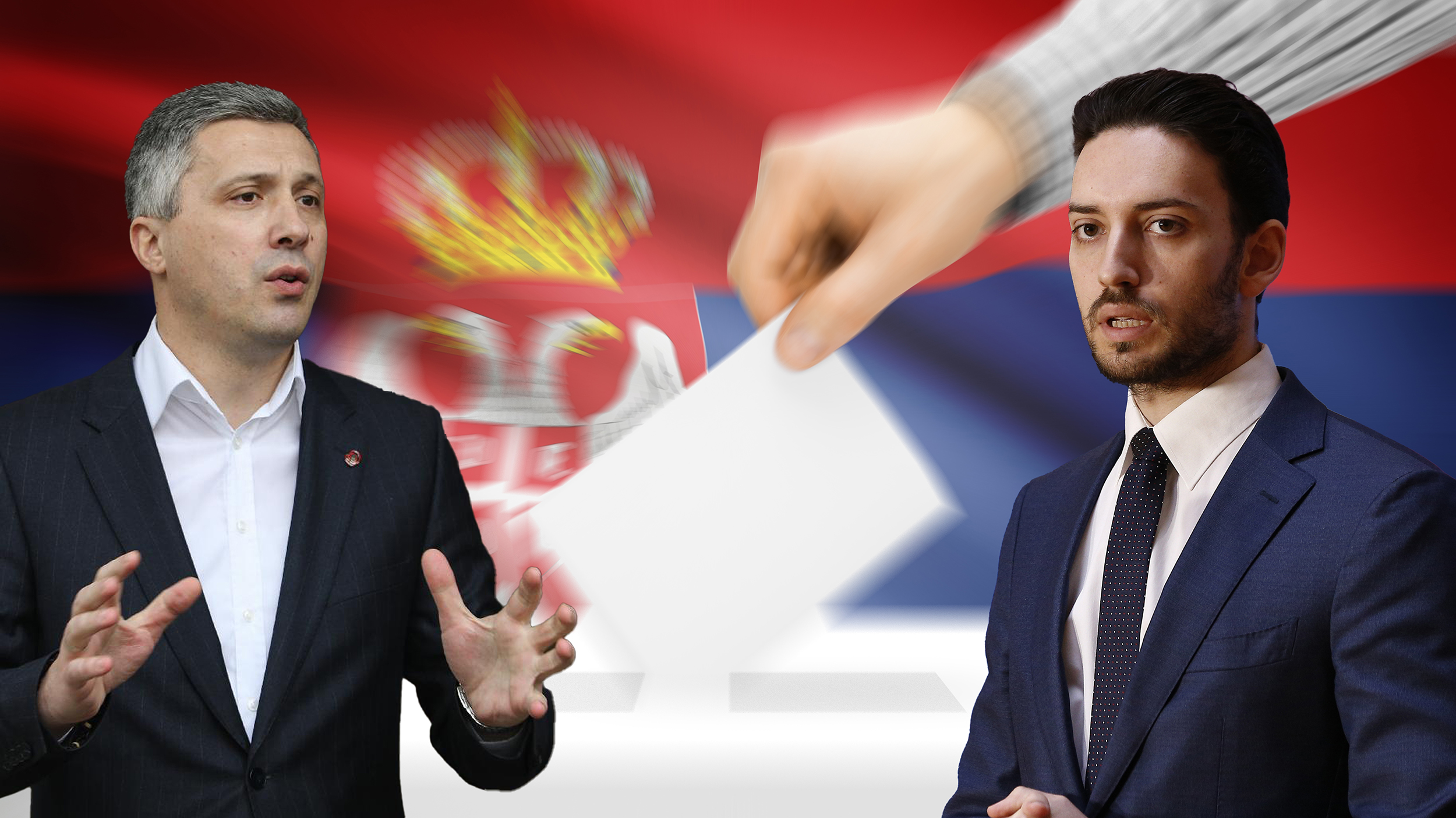 Voting concept - Ballot box with national flag on background - Serbia Treba mi kombo jedan: Pavle Grbović, Boško obradović i neko glasanje kao da se vidi - izbori neki i to